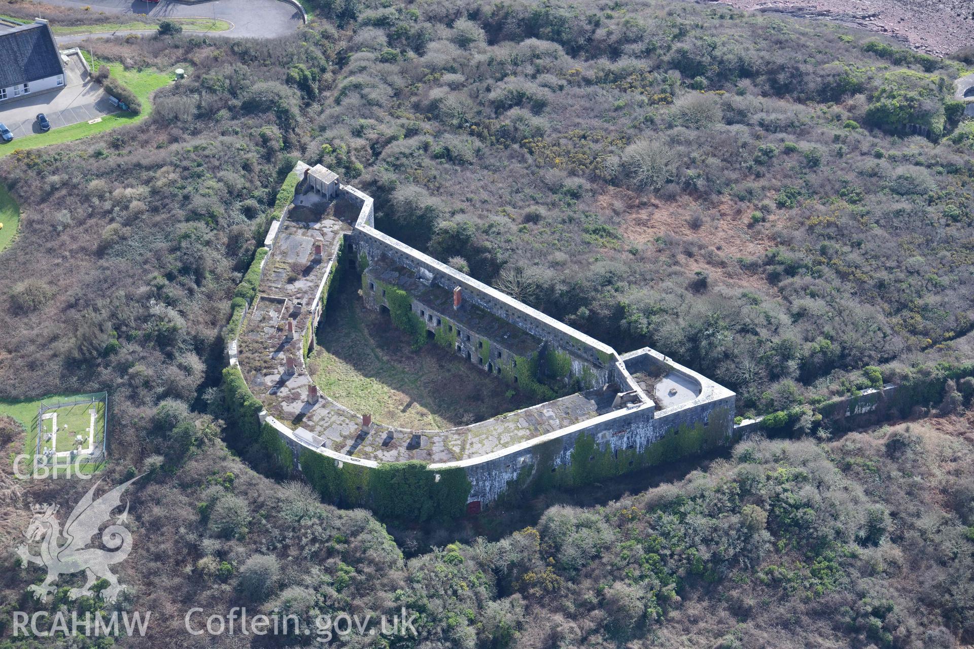 RCAHMW colour oblique aerial photograph of Fort Hubberston taken on 4 March 2022 by Toby Driver ((SM890054)