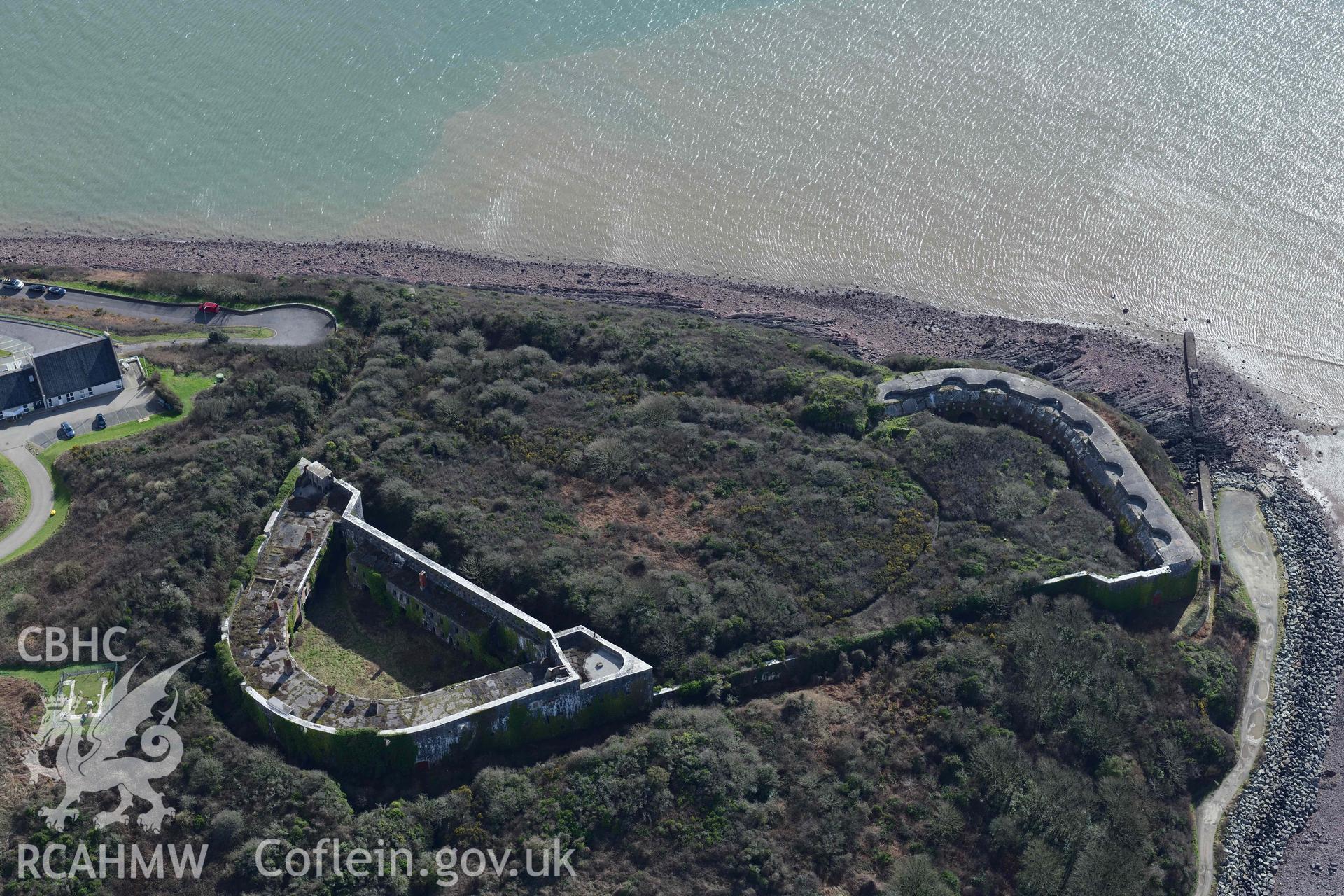 RCAHMW colour oblique aerial photograph of Fort Hubberston taken on 4 March 2022 by Toby Driver ((SM890054)