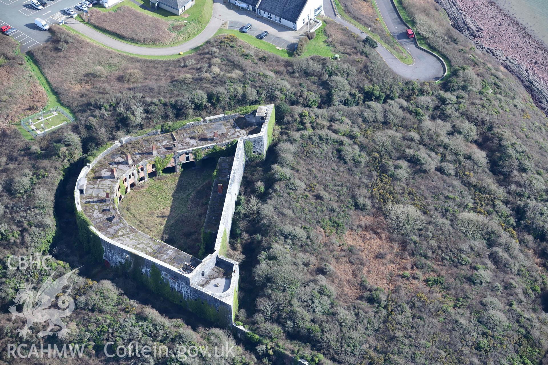 RCAHMW colour oblique aerial photograph of Fort Hubberston taken on 4 March 2022 by Toby Driver ((SM890054)