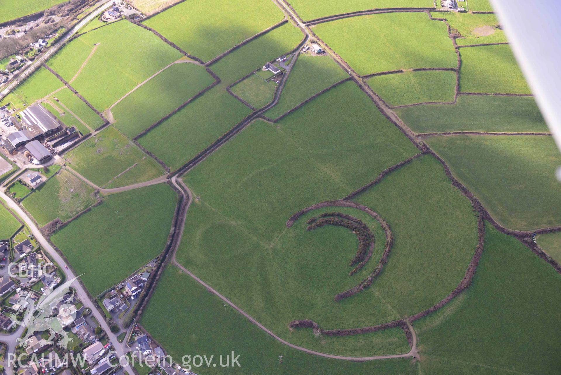 RCAHMW colour oblique aerial photograph of Keeston Castle, Simpson Cross taken on 4 March 2022 by Toby Driver ((SM898195)