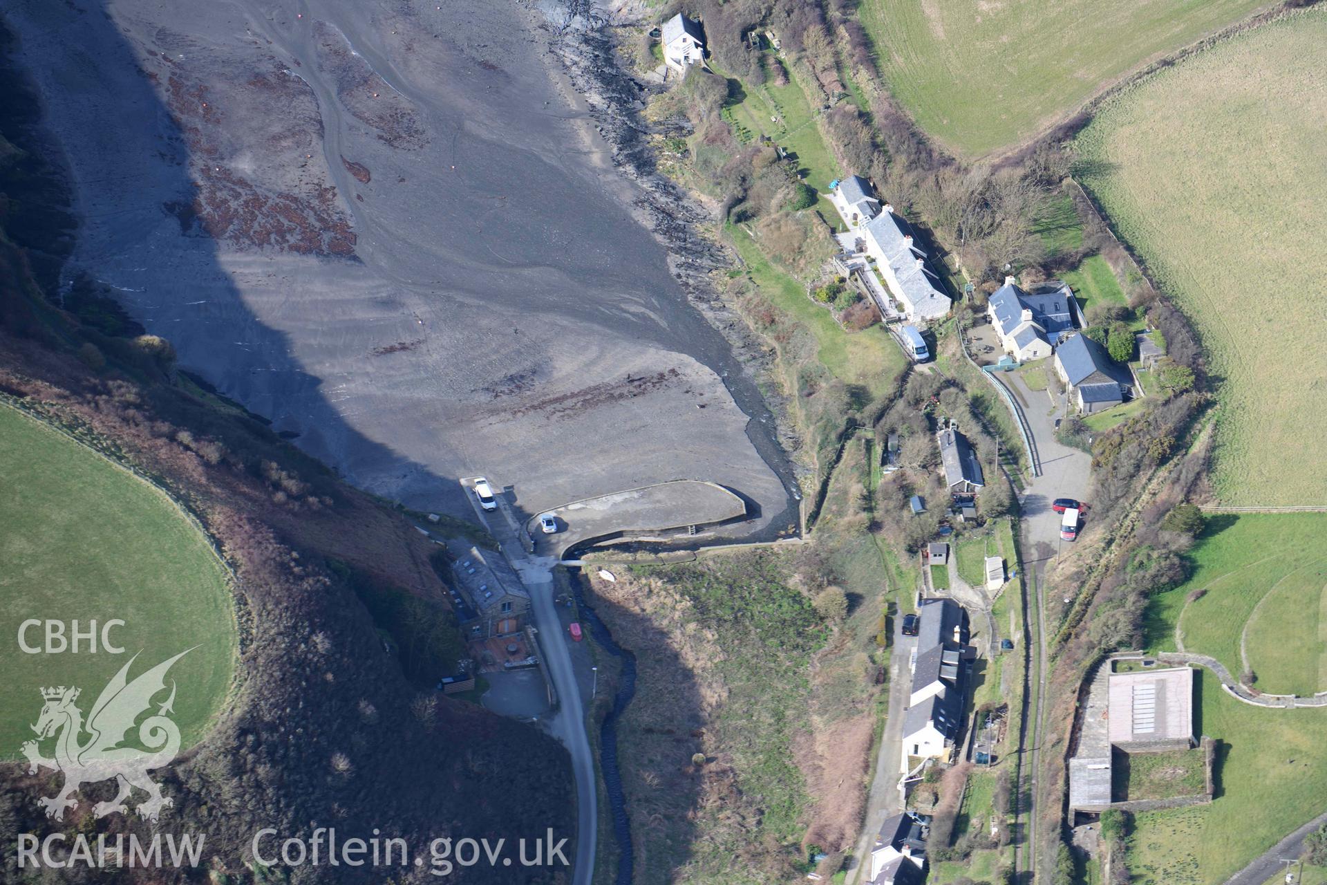 RCAHMW colour oblique aerial photograph of Abercastle, landing place taken on 4 March 2022 by Toby Driver ((SM852336)