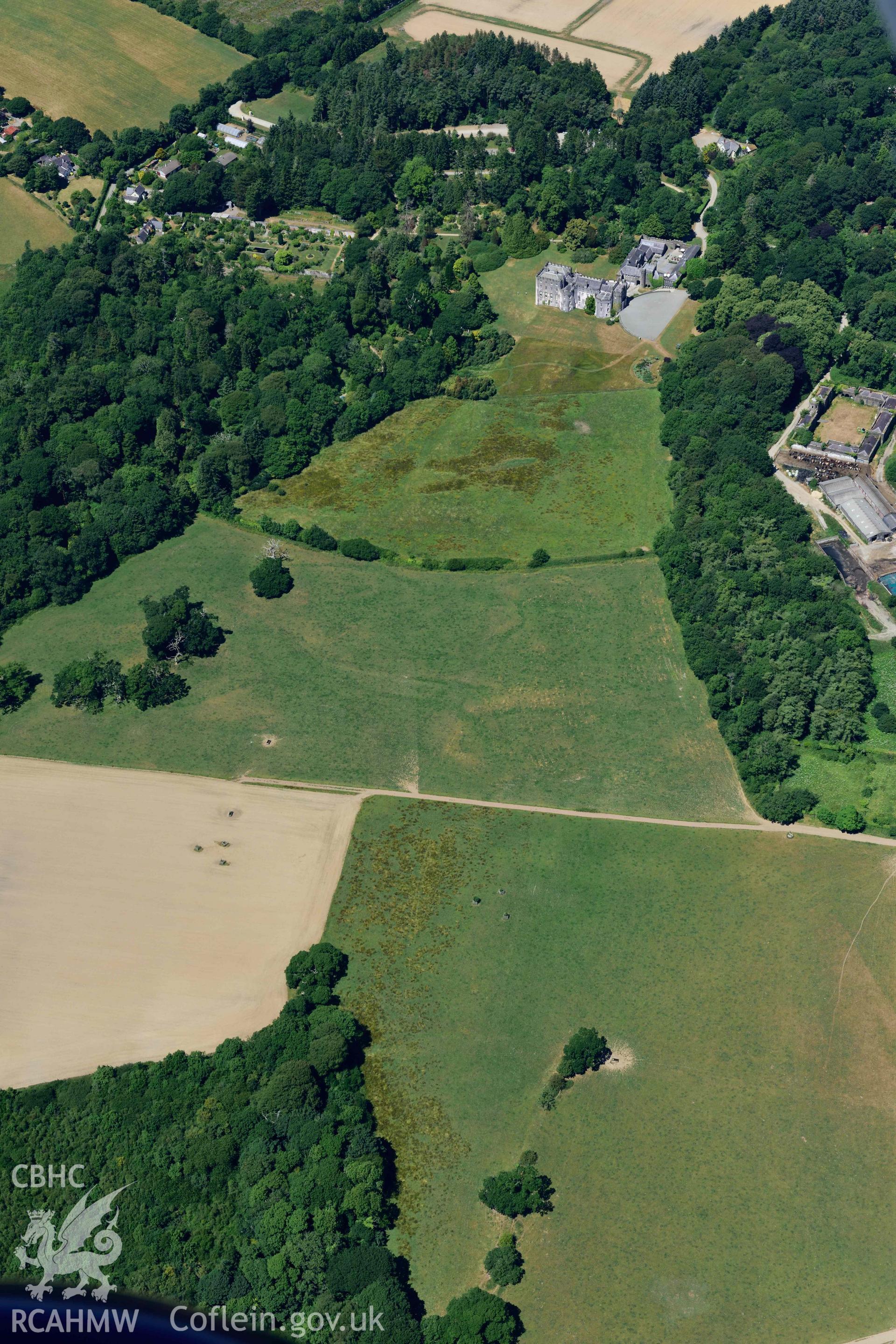 RCAHMW colour oblique aerial photograph of Picton Castle garden taken on 9 July 2018 by Toby Driver