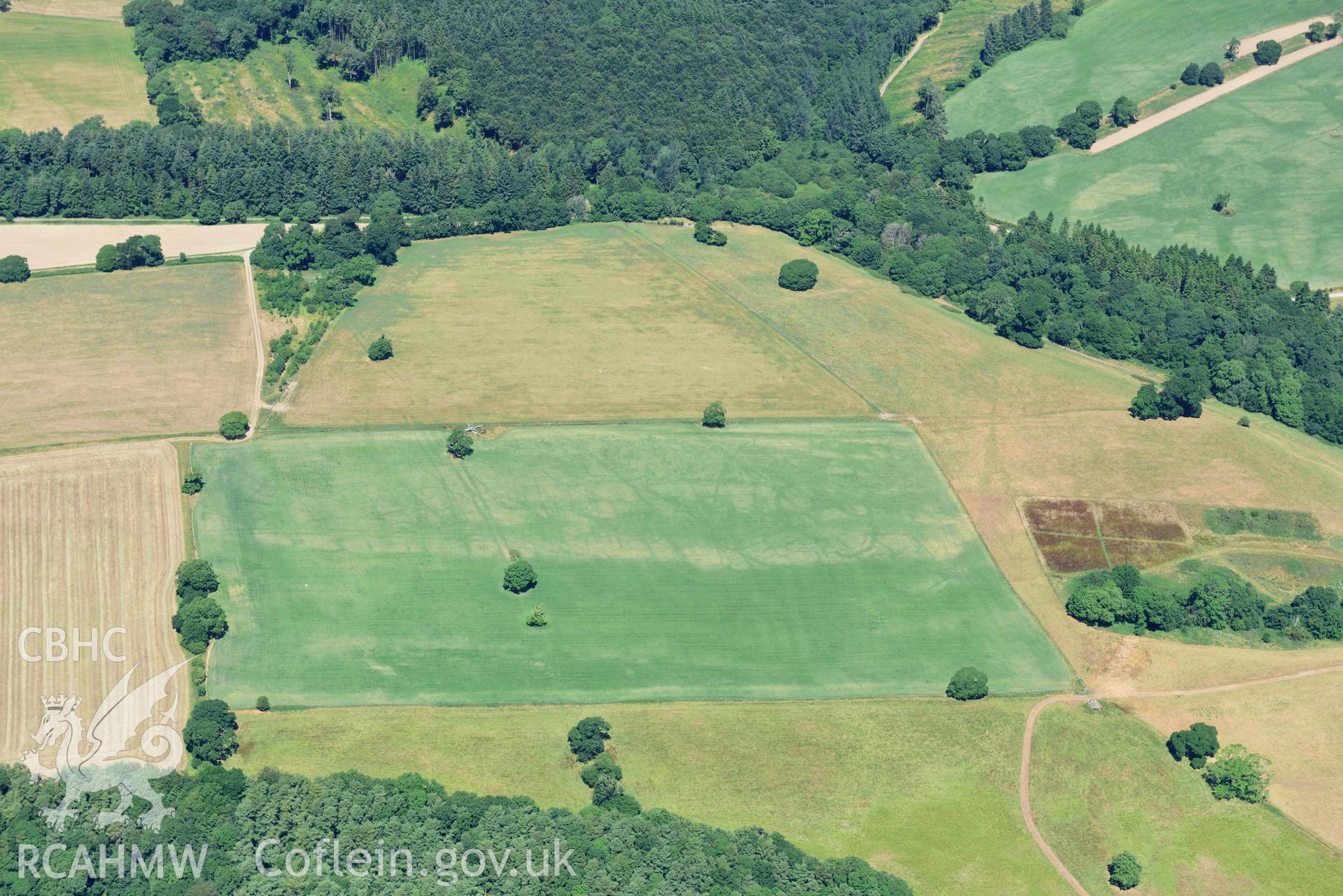 RCAHMW colour oblique aerial photograph of Slebech park cropmark taken on 9 July 2018 by Toby Driver