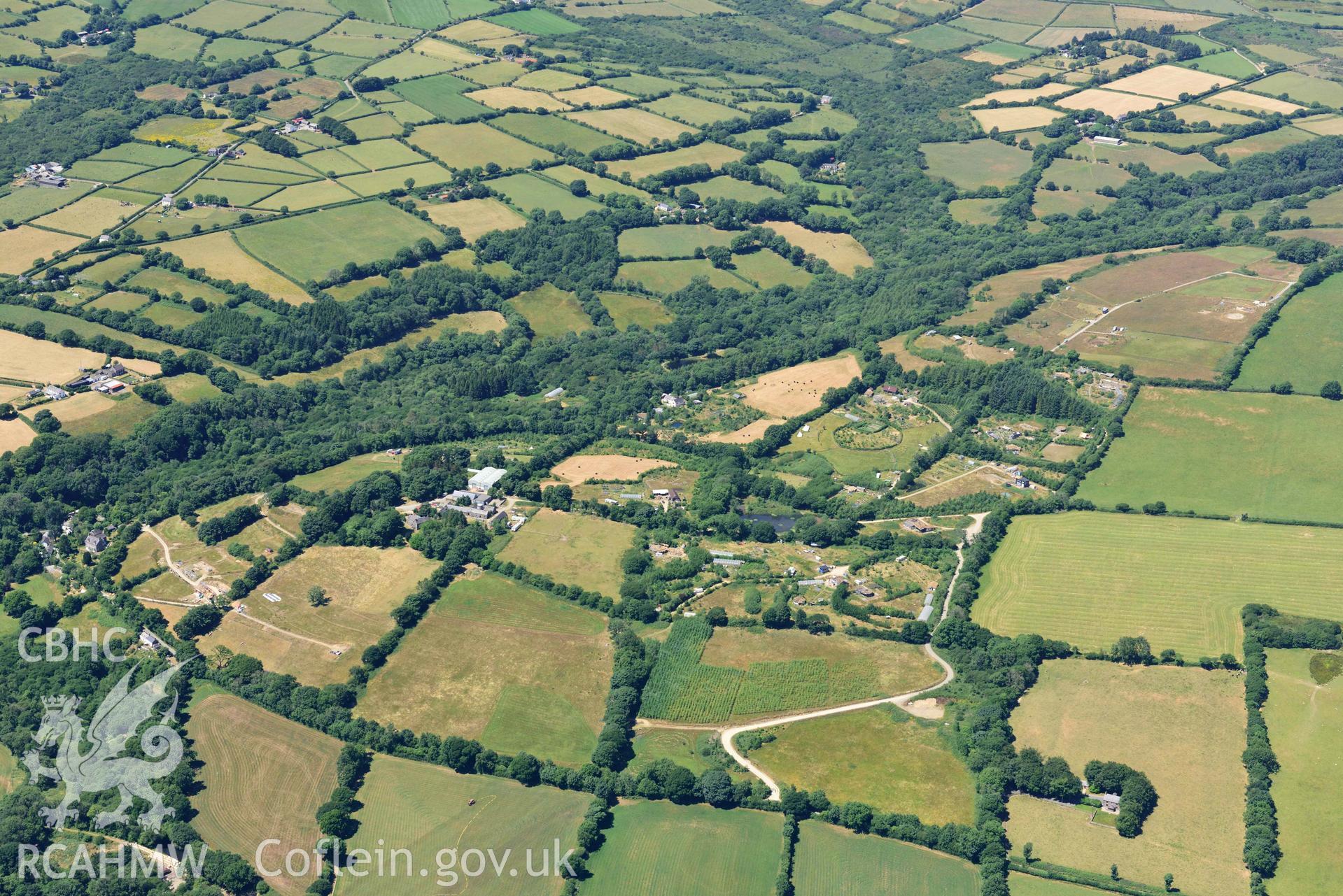 RCAHMW colour oblique aerial photograph of Lammas eco village taken on 9 July 2018 by Toby Driver