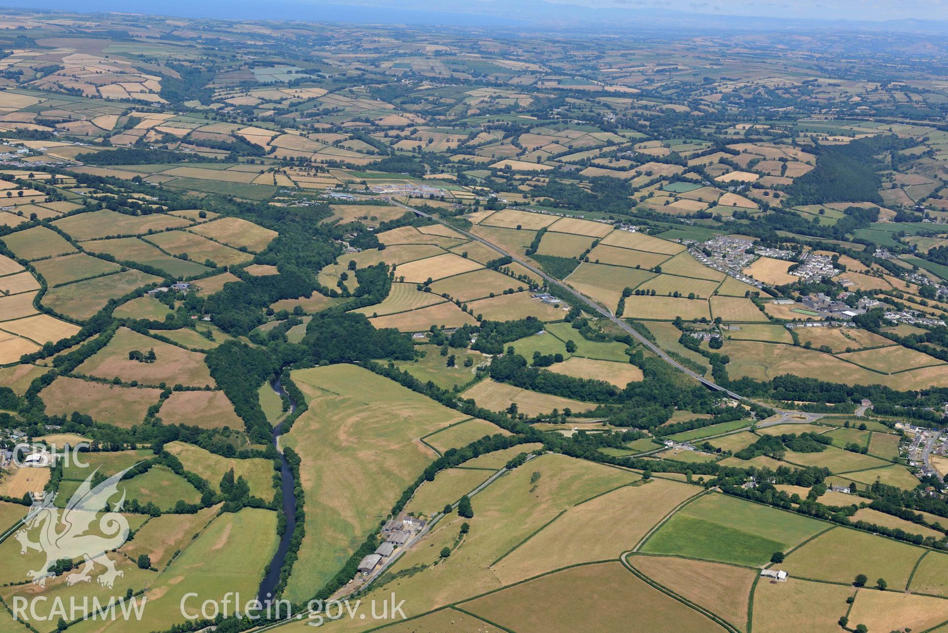 RCAHMW colour oblique aerial photograph of Allt isaf defended enclosure taken on 9 July 2018 by Toby Driver