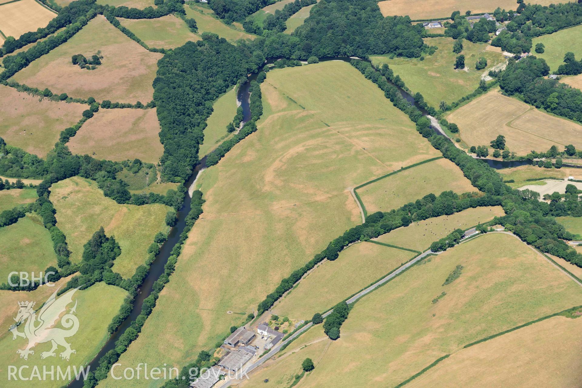 RCAHMW colour oblique aerial photograph of Allt isaf defended enclosure taken on 9 July 2018 by Toby Driver