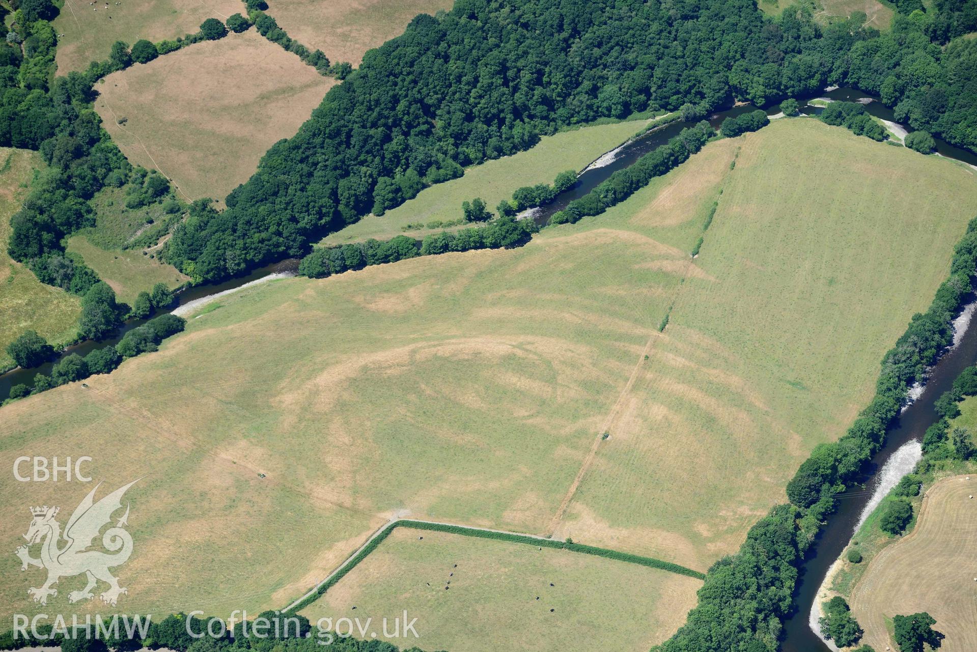 RCAHMW colour oblique aerial photograph of Allt isaf defended enclosure taken on 9 July 2018 by Toby Driver