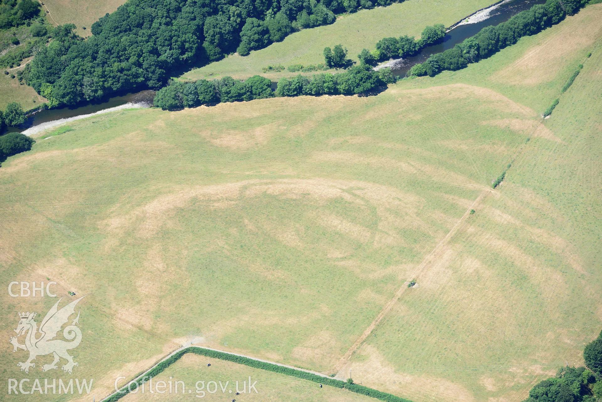 RCAHMW colour oblique aerial photograph of Allt isaf defended enclosure taken on 9 July 2018 by Toby Driver