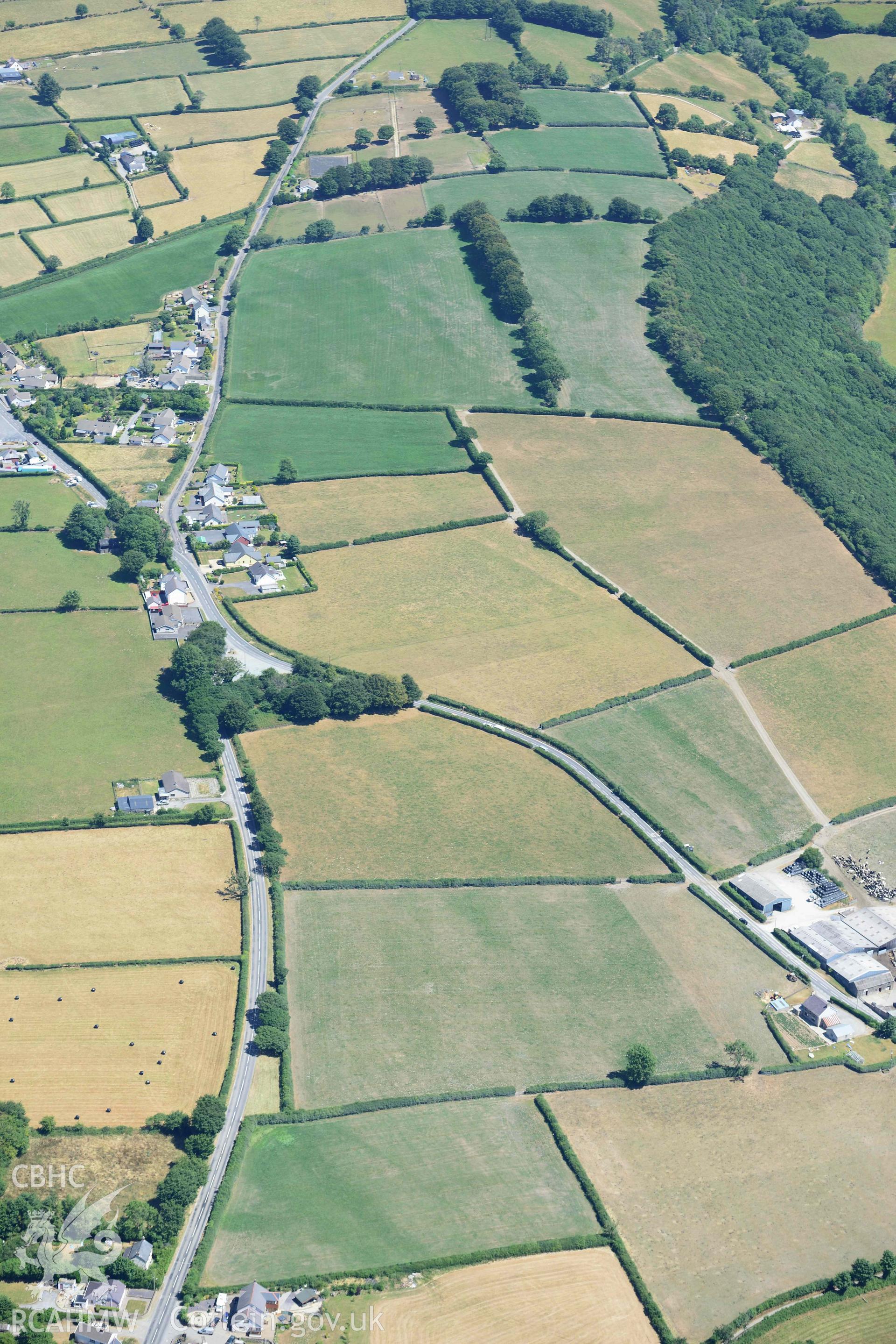 RCAHMW colour oblique aerial photograph of Llanllwni Roman Road taken on 9 July 2018 by Toby Driver