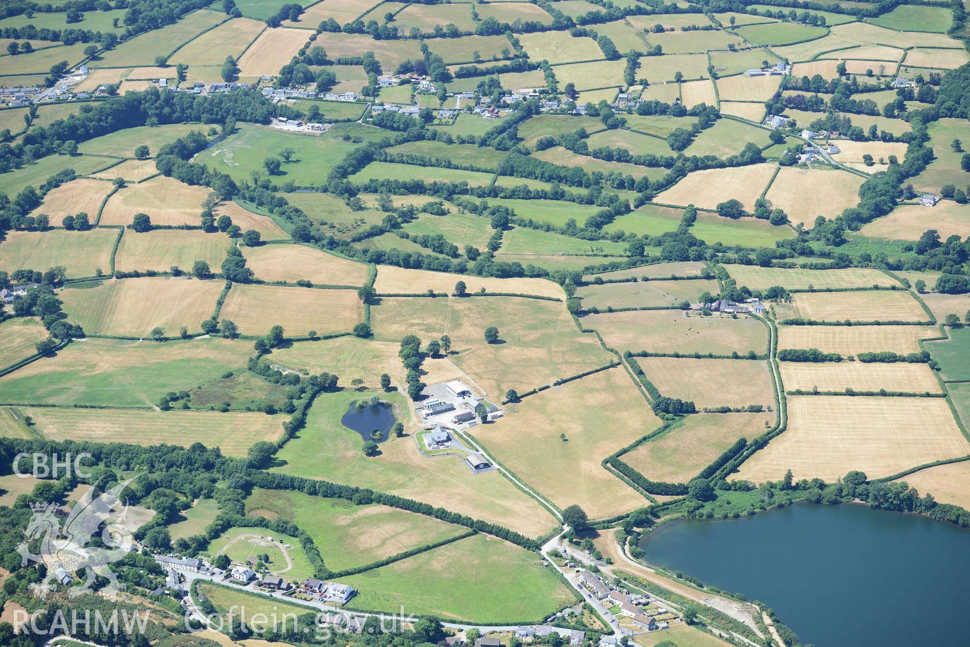 RCAHMW colour oblique aerial photograph of Llyn Pencarreg find taken on 9 July 2018 by Toby Driver