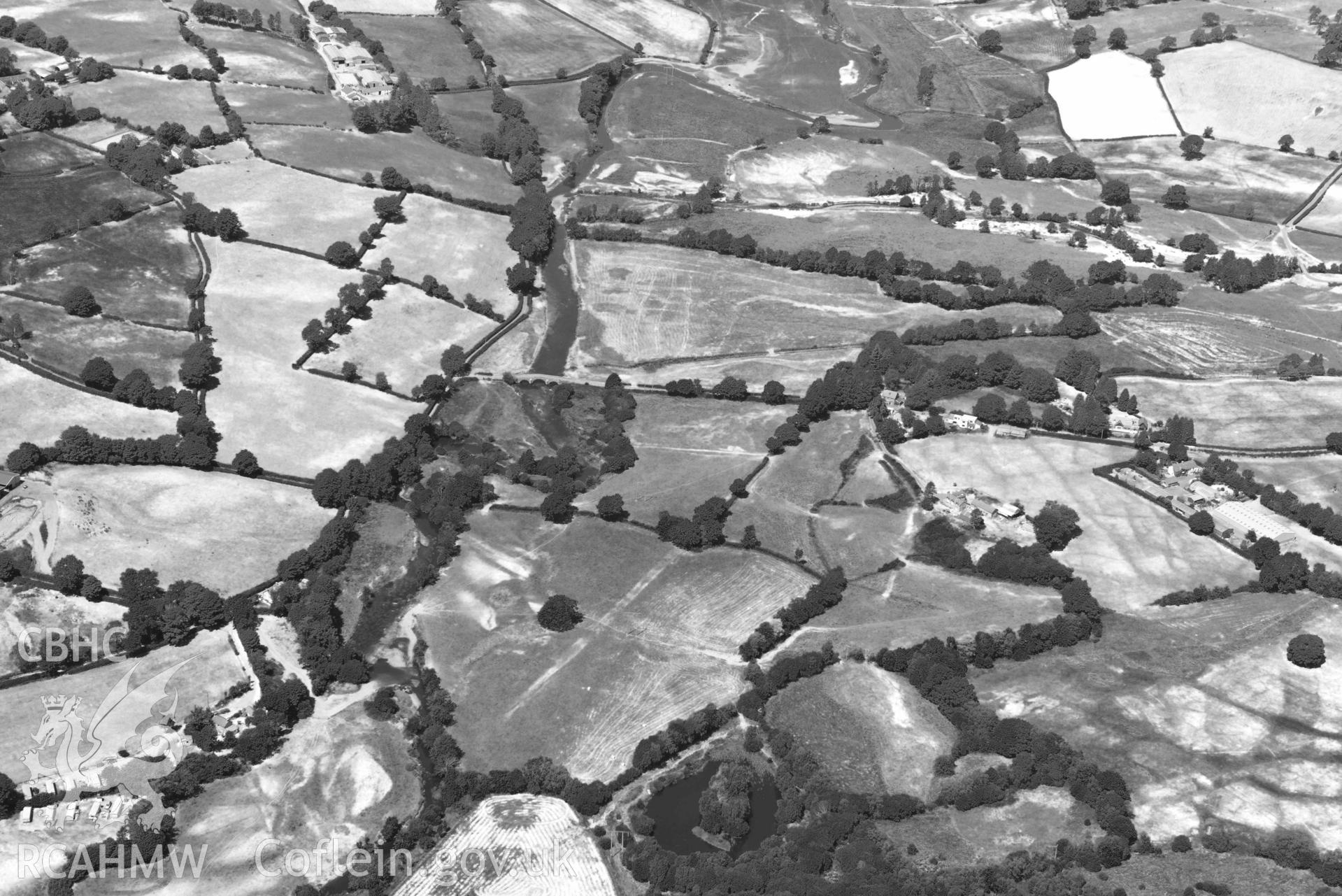 RCAHMW colour oblique aerial photograph of Roman road,  Pont Gogoyan taken on 9 July 2018 by Toby Driver