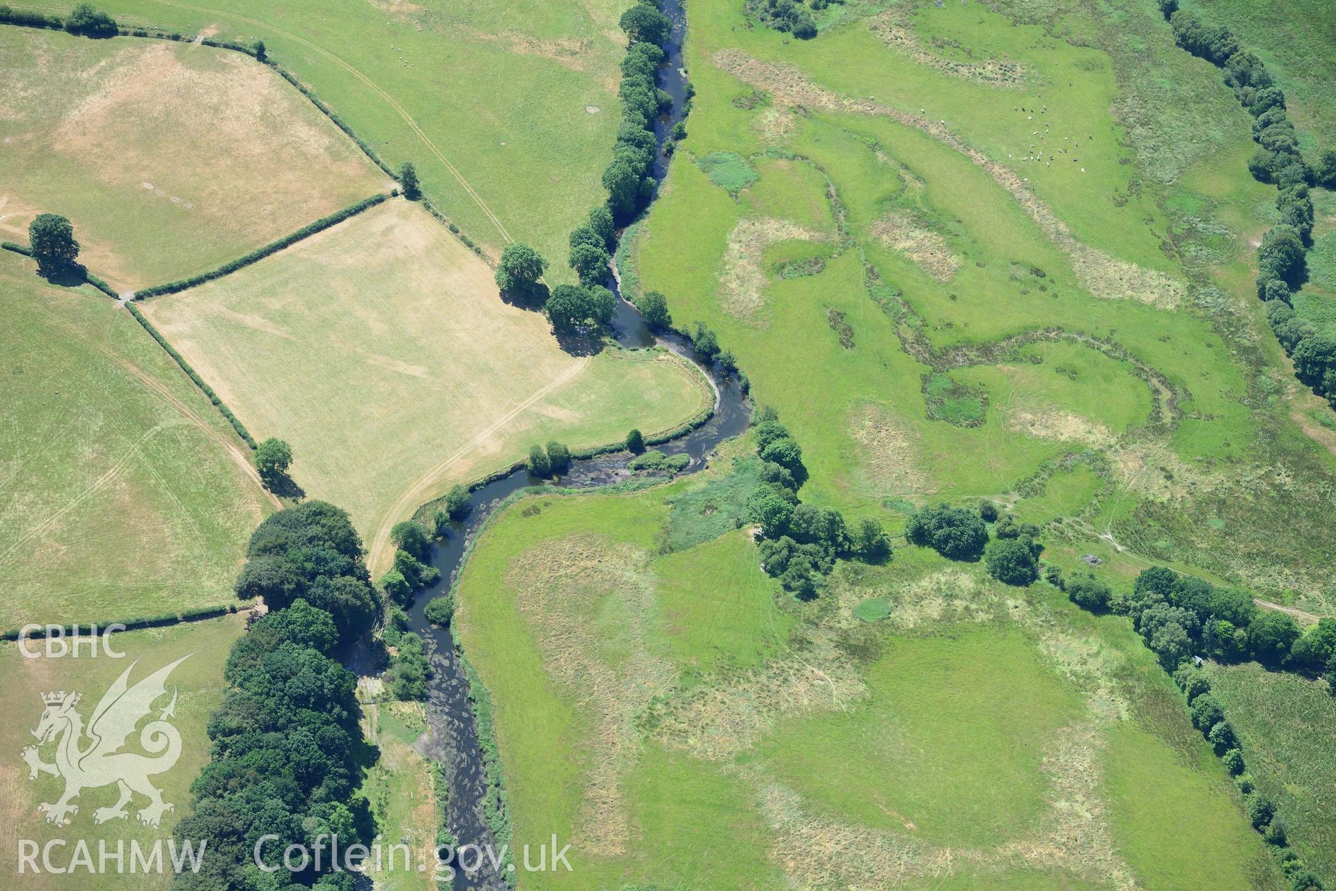 RCAHMW colour oblique aerial photograph of Bremia Llanio Roman fort taken on 9 July 2018 by Toby Driver