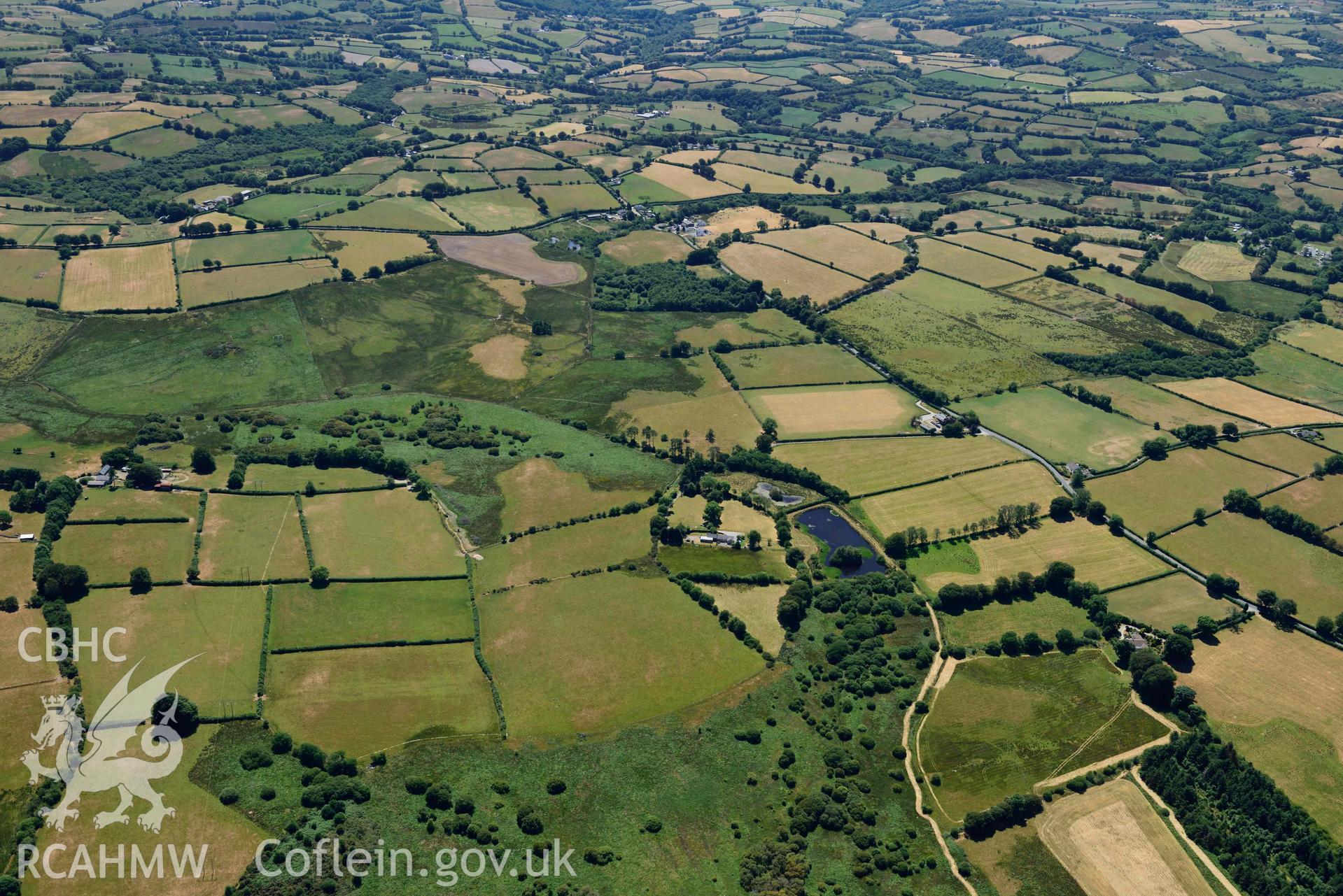 RCAHMW colour oblique aerial photograph of Sarn Helen at Pont Rhydygelli taken on 9 July 2018 by Toby Driver