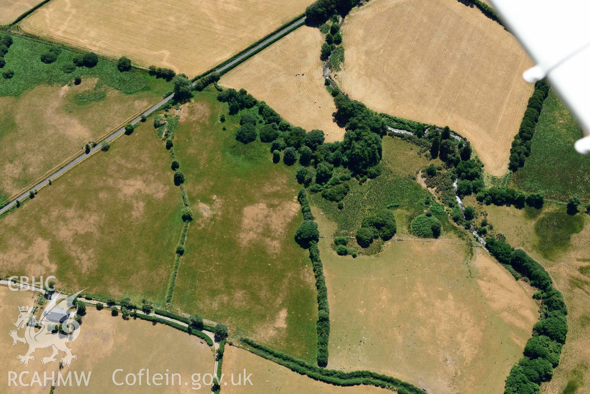 RCAHMW colour oblique aerial photograph of Motte, Cwm Meurig taken on 9 July 2018 by Toby Driver