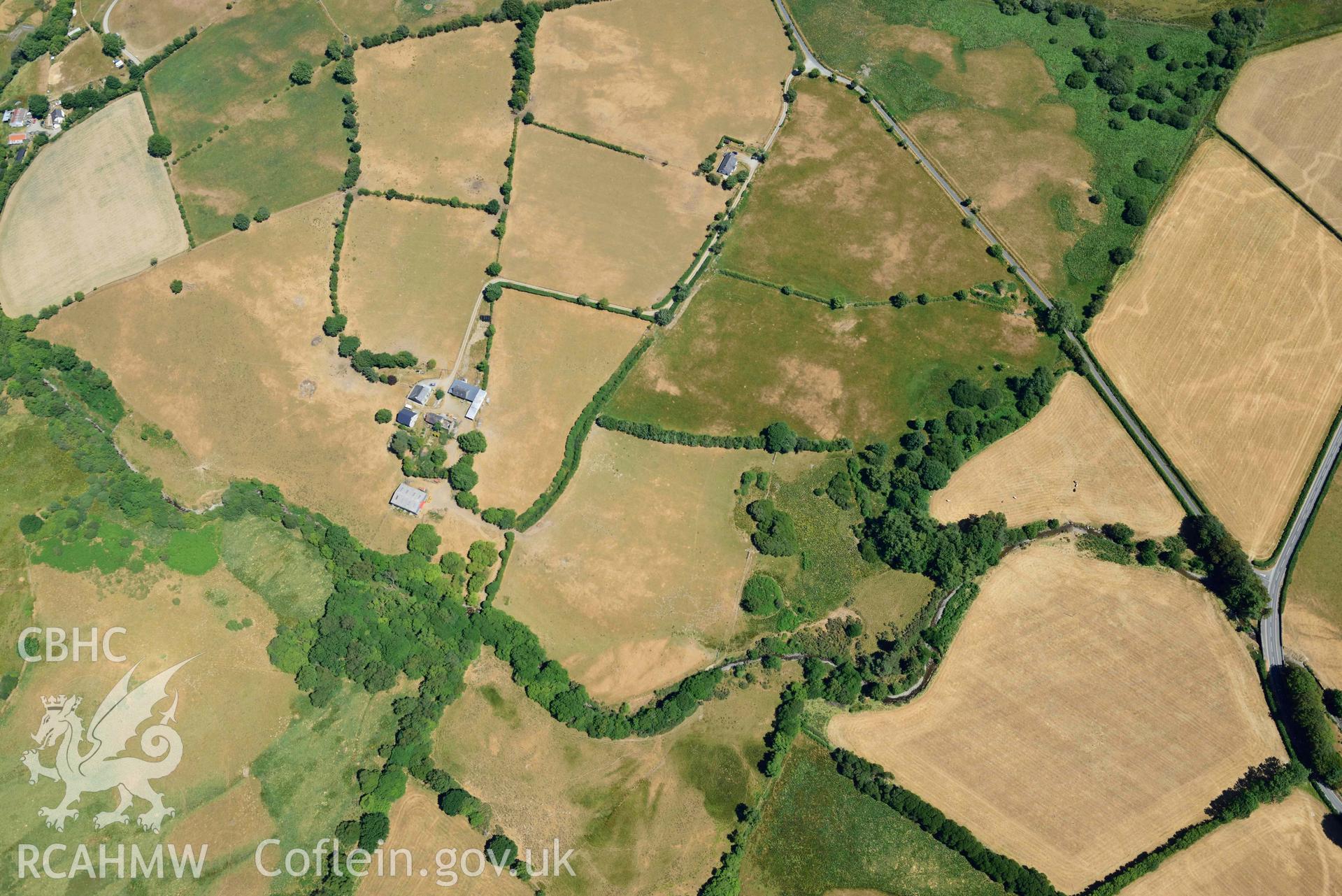 RCAHMW colour oblique aerial photograph of Motte, Cwm Meurig taken on 9 July 2018 by Toby Driver