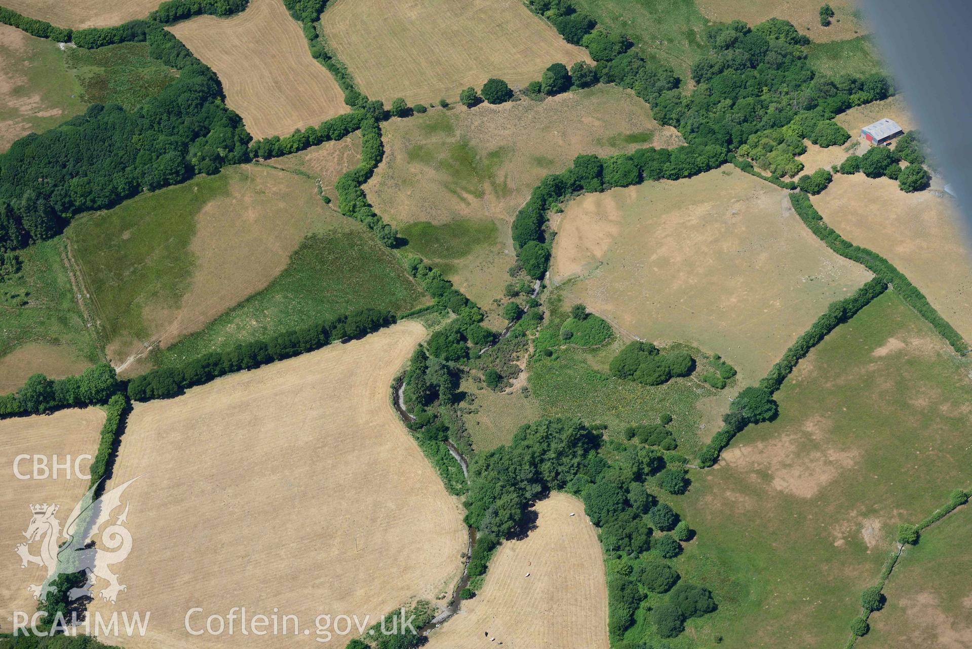 RCAHMW colour oblique aerial photograph of Motte, Cwm Meurig taken on 9 July 2018 by Toby Driver