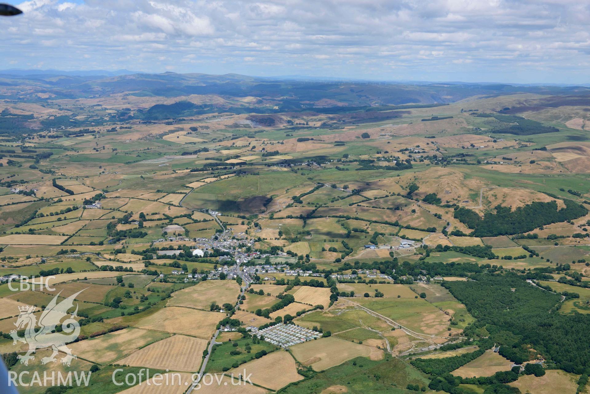 RCAHMW colour oblique aerial photograph of Pontrhydfendigaid village taken on 9 July 2018 by Toby Driver