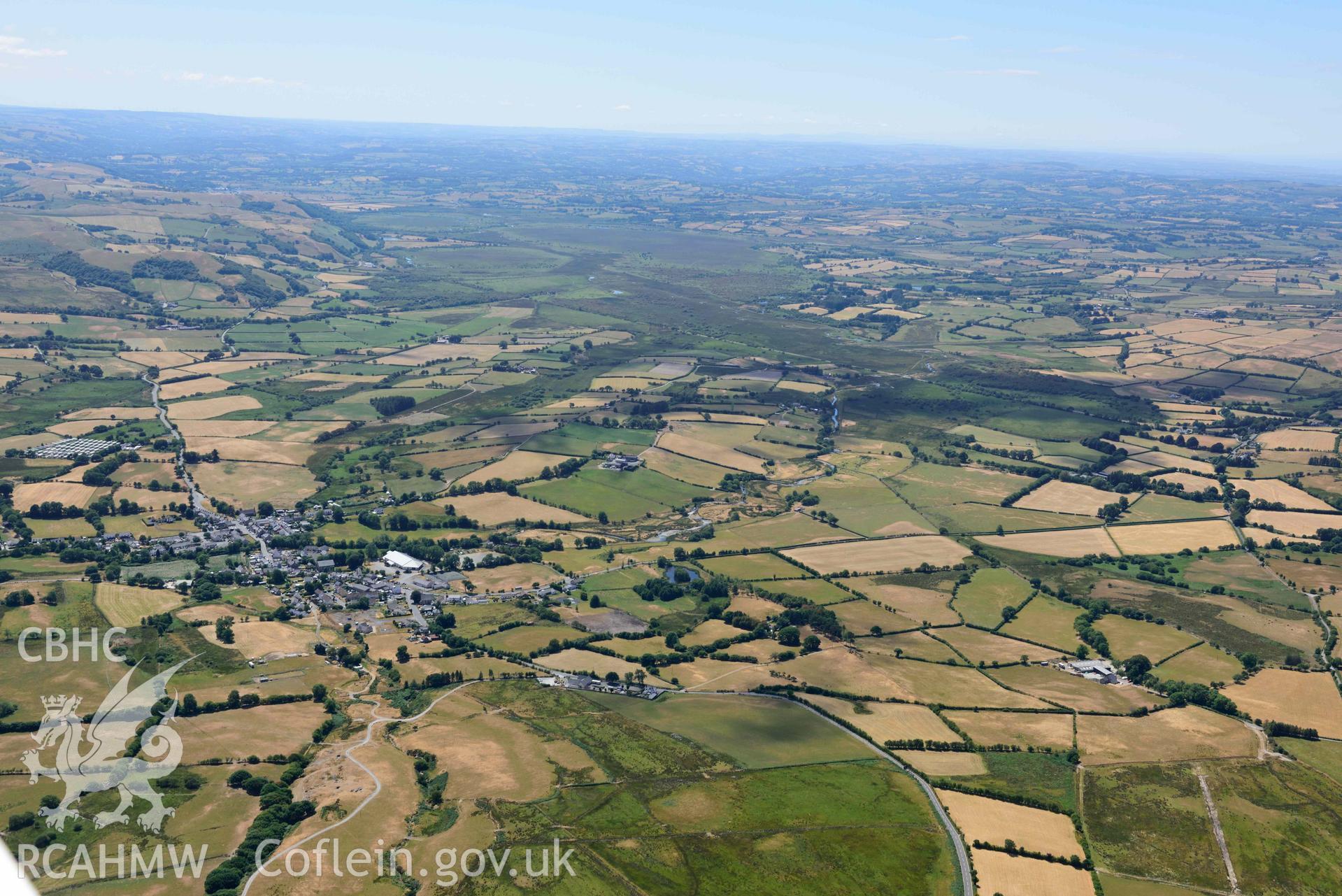 RCAHMW colour oblique aerial photograph of  Pontrhydfendigaid village taken on 9 July 2018 by Toby Driver