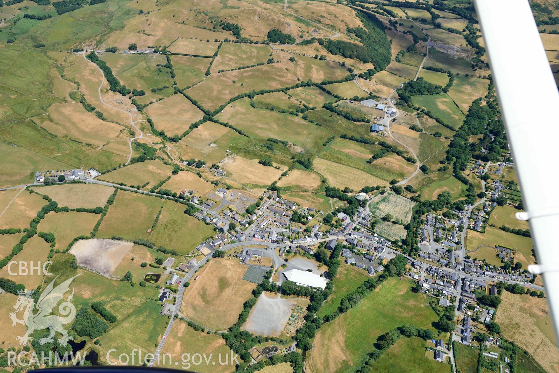 RCAHMW colour oblique aerial photograph of  Pontrhydfendigaid village taken on 9 July 2018 by Toby Driver