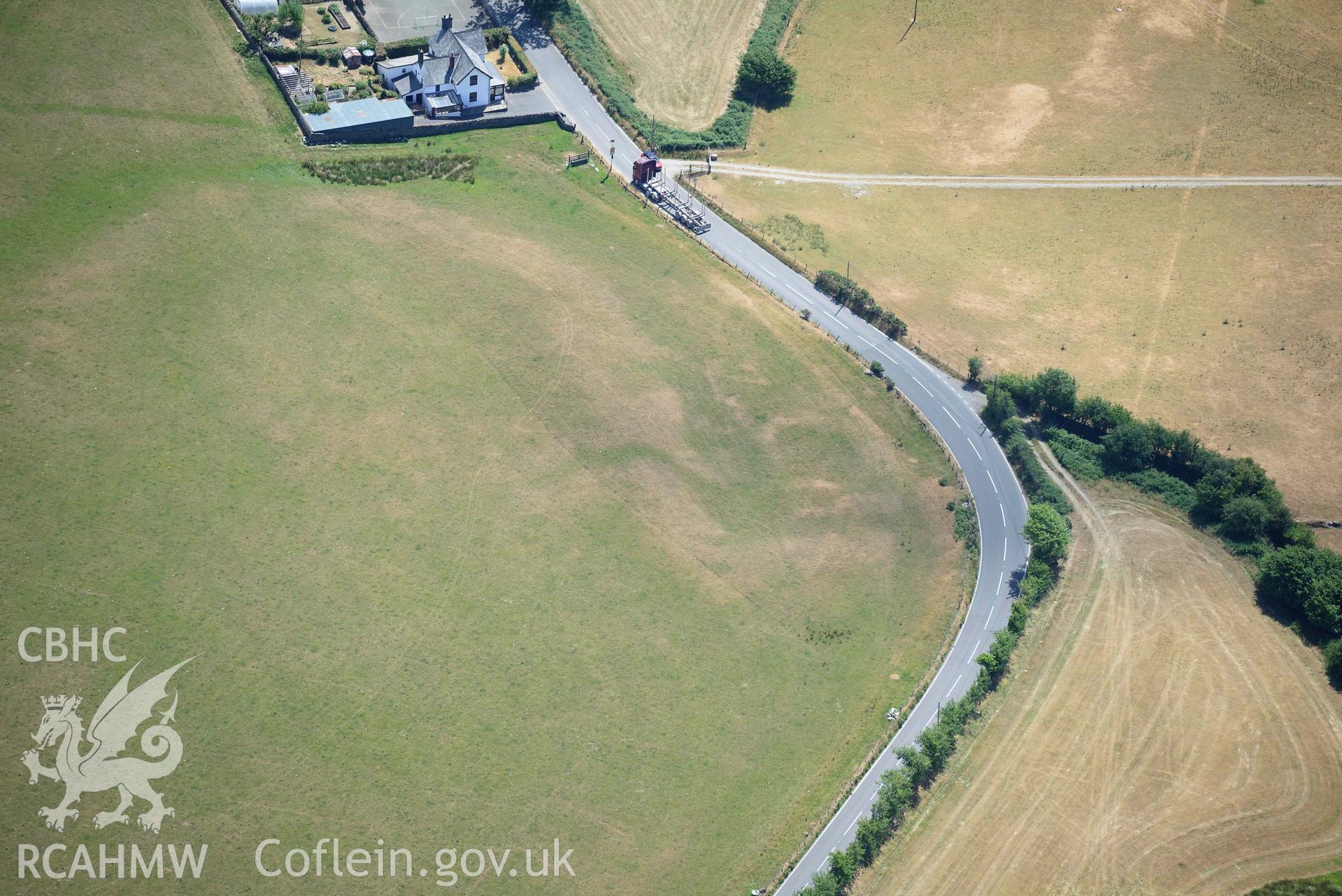 RCAHMW colour oblique aerial photograph of Llys athro deserted settlement taken on 9 July 2018 by Toby Driver