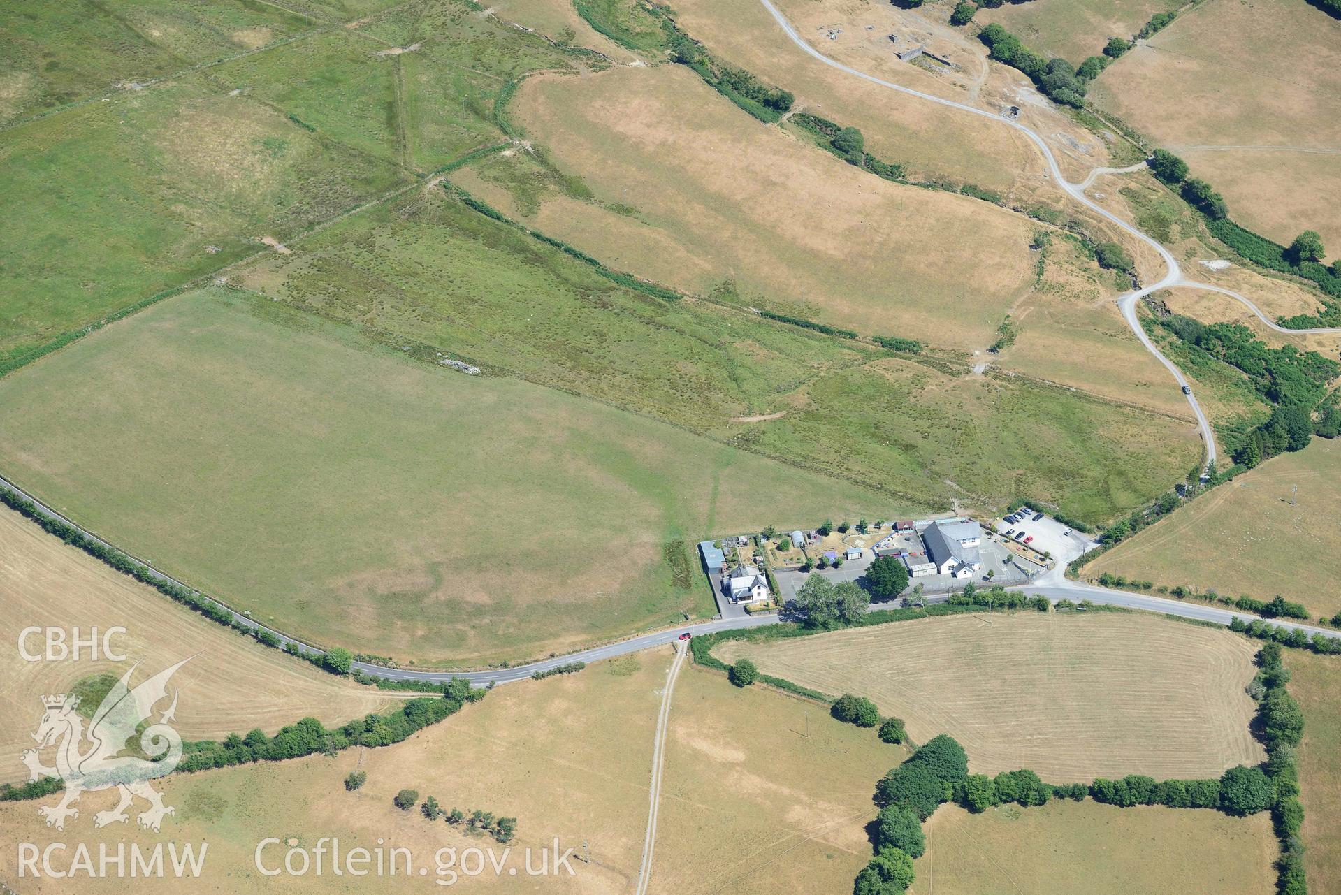 RCAHMW colour oblique aerial photograph of Llys athro deserted settlement taken on 9 July 2018 by Toby Driver