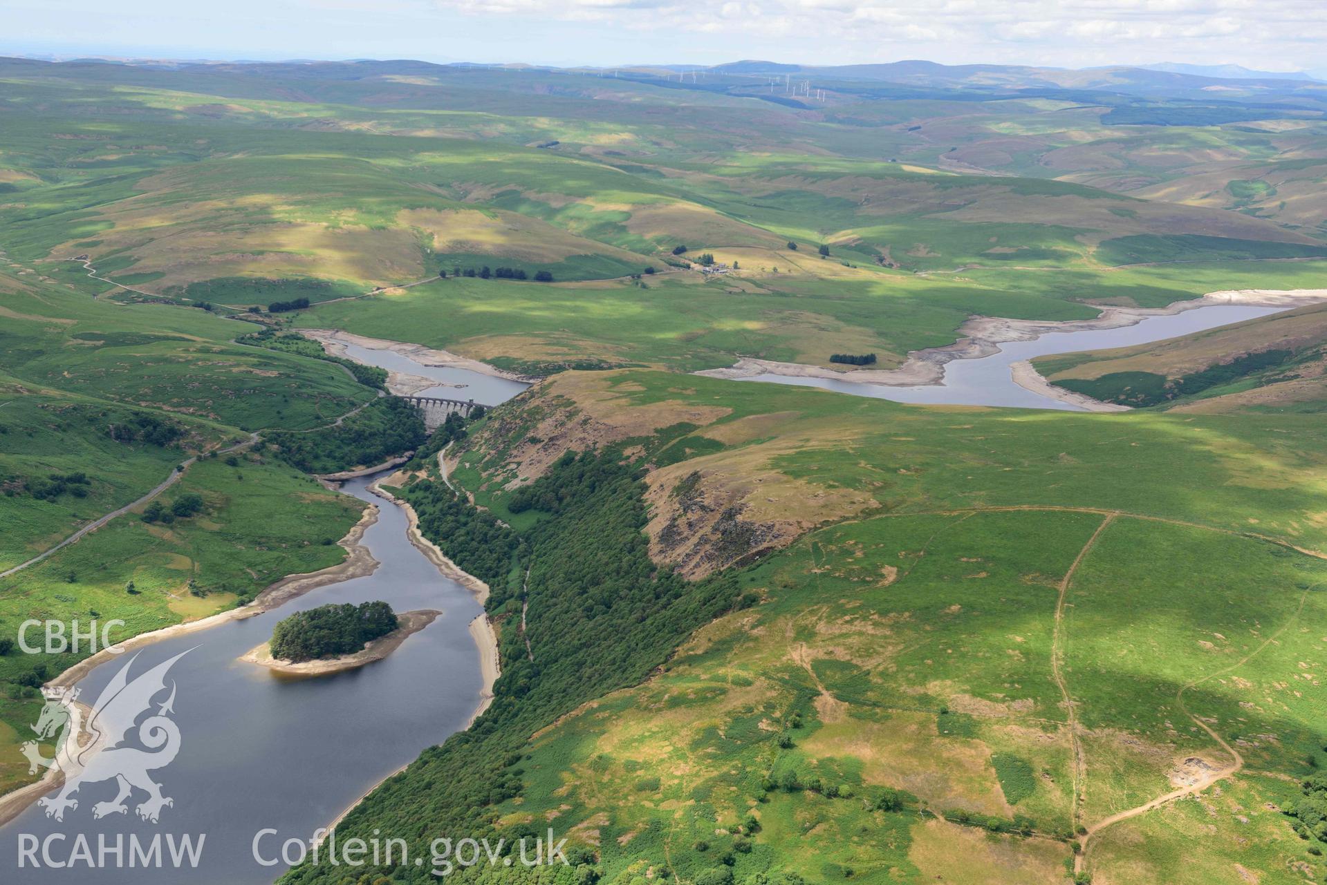 RCAHMW colour oblique aerial photograph of Pen y Garreg Reservoir taken on 9 July 2018 by Toby Driver