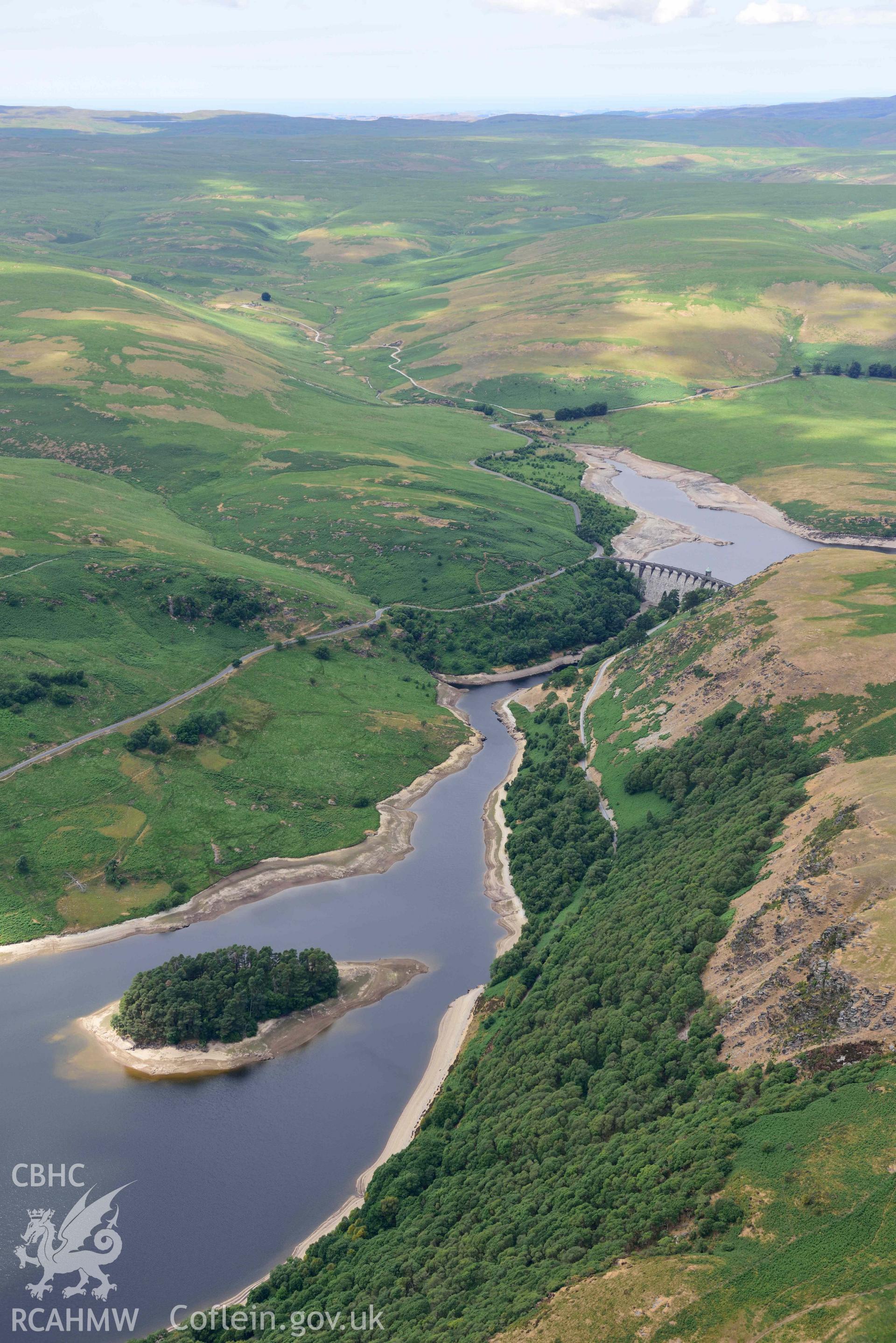 RCAHMW colour oblique aerial photograph of Pen y Garreg Reservoir taken on 9 July 2018 by Toby Driver