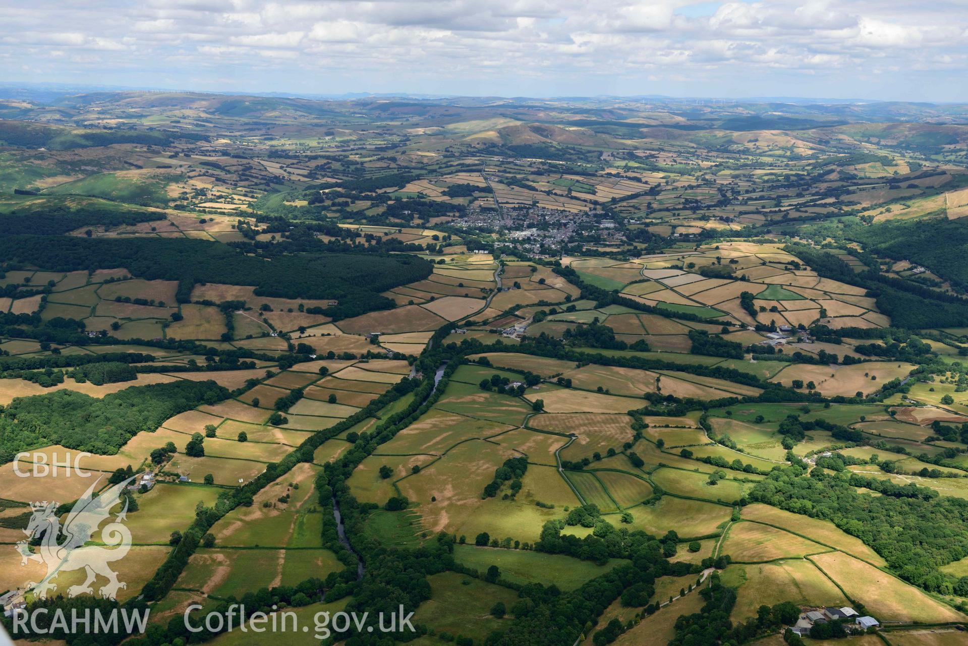 RCAHMW colour oblique aerial photograph of Rhayader Town taken on 9 July 2018 by Toby Driver