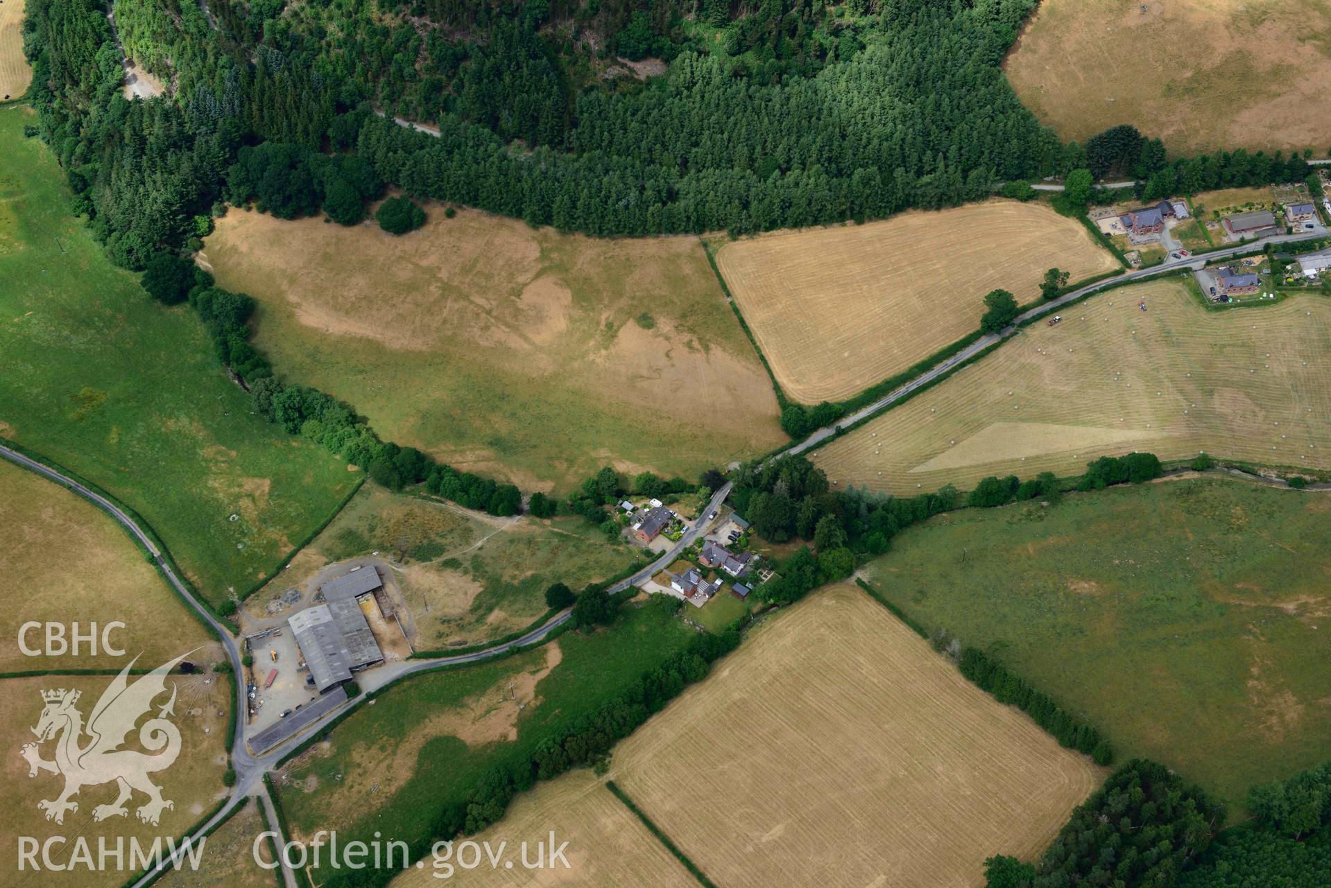 RCAHMW colour oblique aerial photograph of Wenallt Barn enclosures taken on 9 July 2018 by Toby Driver