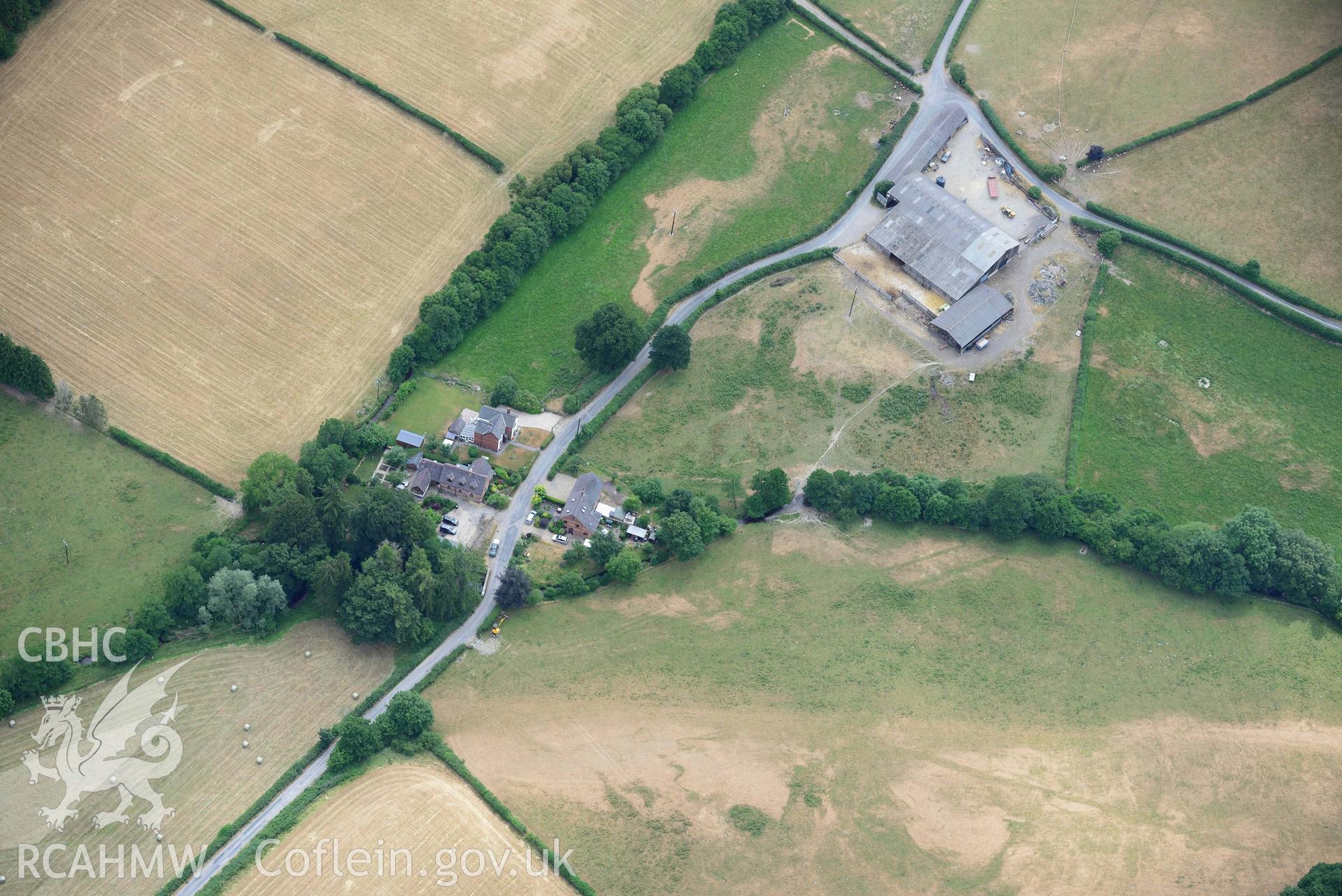 RCAHMW colour oblique aerial photograph of Wenallt Barn enclosures taken on 9 July 2018 by Toby Driver