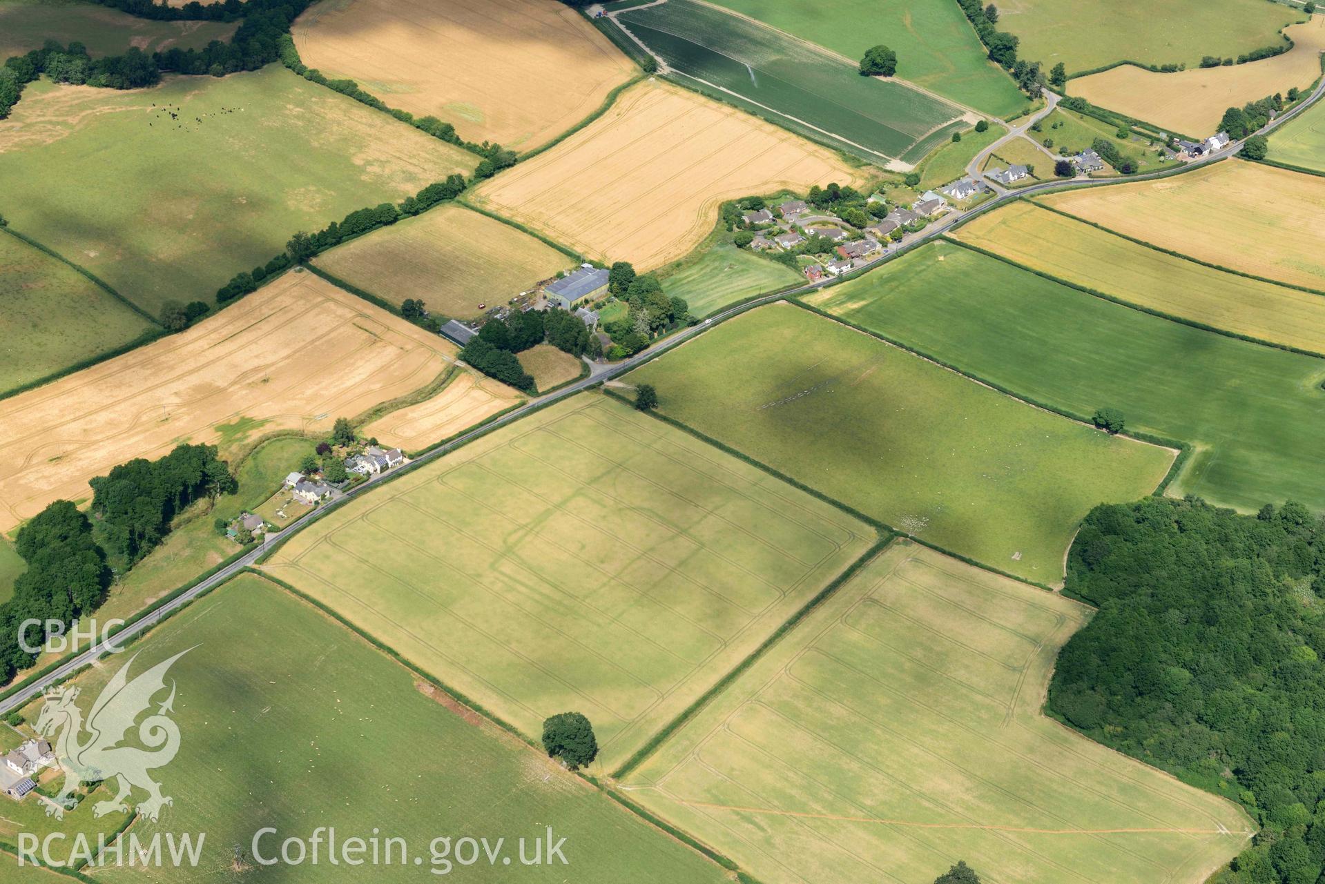 RCAHMW colour oblique aerial photograph of Walton Green Cursus and Walton Green enclosure complex taken on 9 July 2018 by Toby Driver