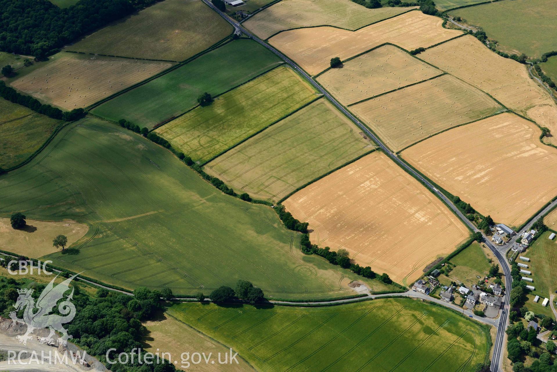 RCAHMW colour oblique aerial photograph of Walton ring ditch or timber circle - close up taken on 9 July 2018 by Toby Driver