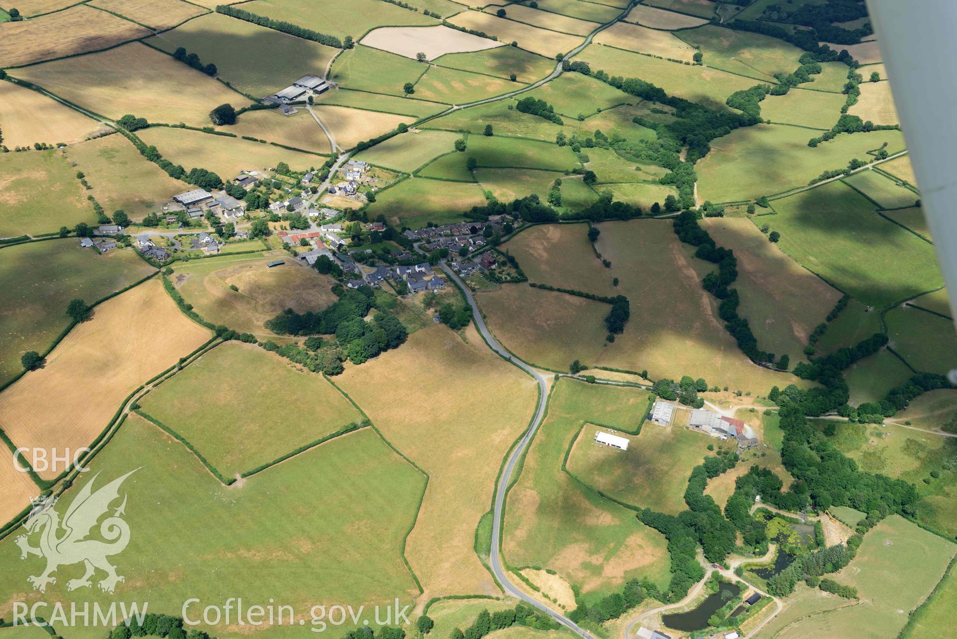 RCAHMW colour oblique aerial photograph of Painscastle ring ditch taken on 9 July 2018 by Toby Driver.