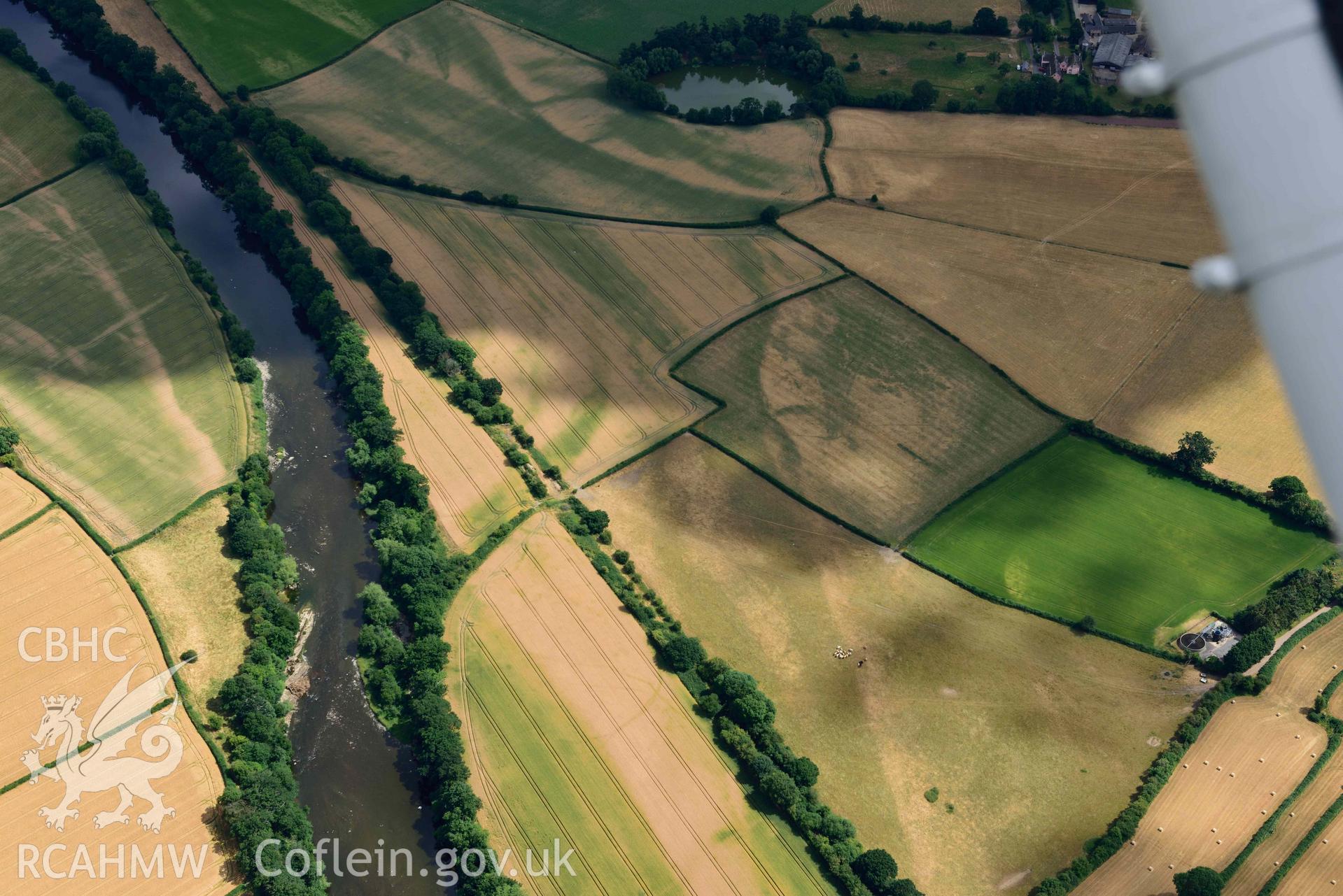 RCAHMW colour oblique aerial photograph of Early fields at Llyswen taken on 9 July 2018 by Toby Driver