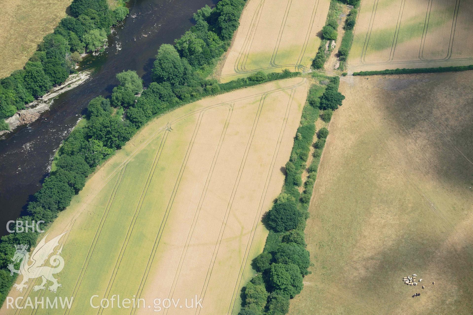 RCAHMW colour oblique aerial photograph of Early fields at Llyswen taken on 9 July 2018 by Toby Driver