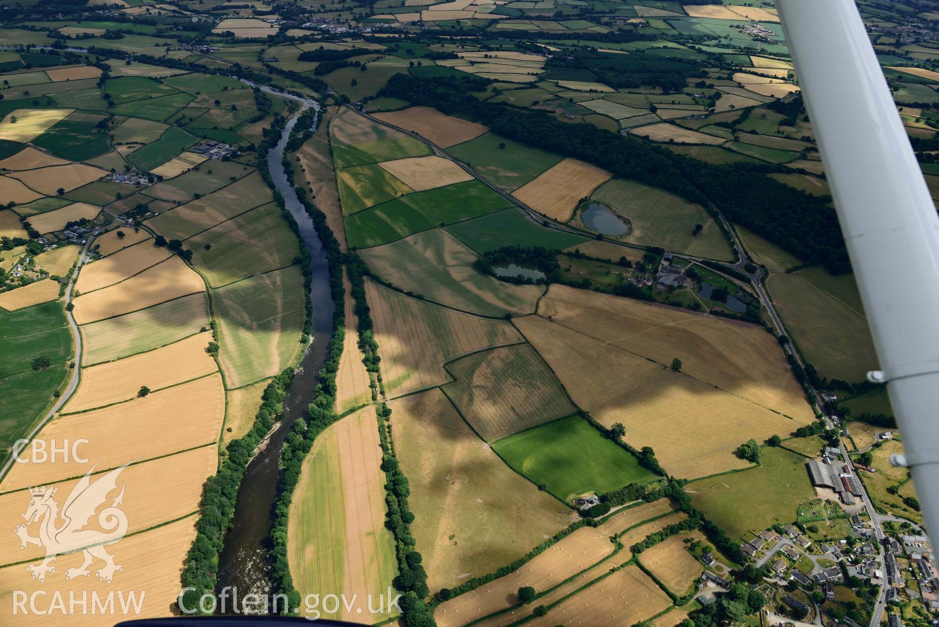 RCAHMW colour oblique aerial photograph of Early fields at Llyswen taken on 9 July 2018 by Toby Driver