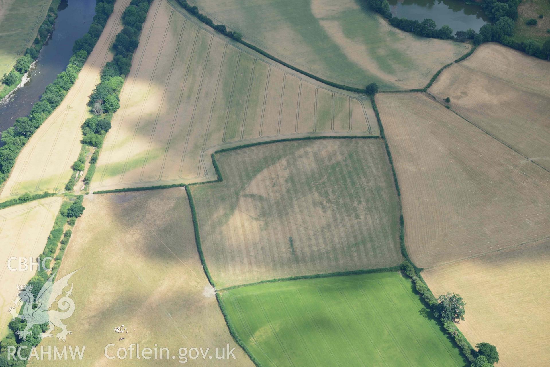 RCAHMW colour oblique aerial photograph of Early fields at Llyswen taken on 9 July 2018 by Toby Driver