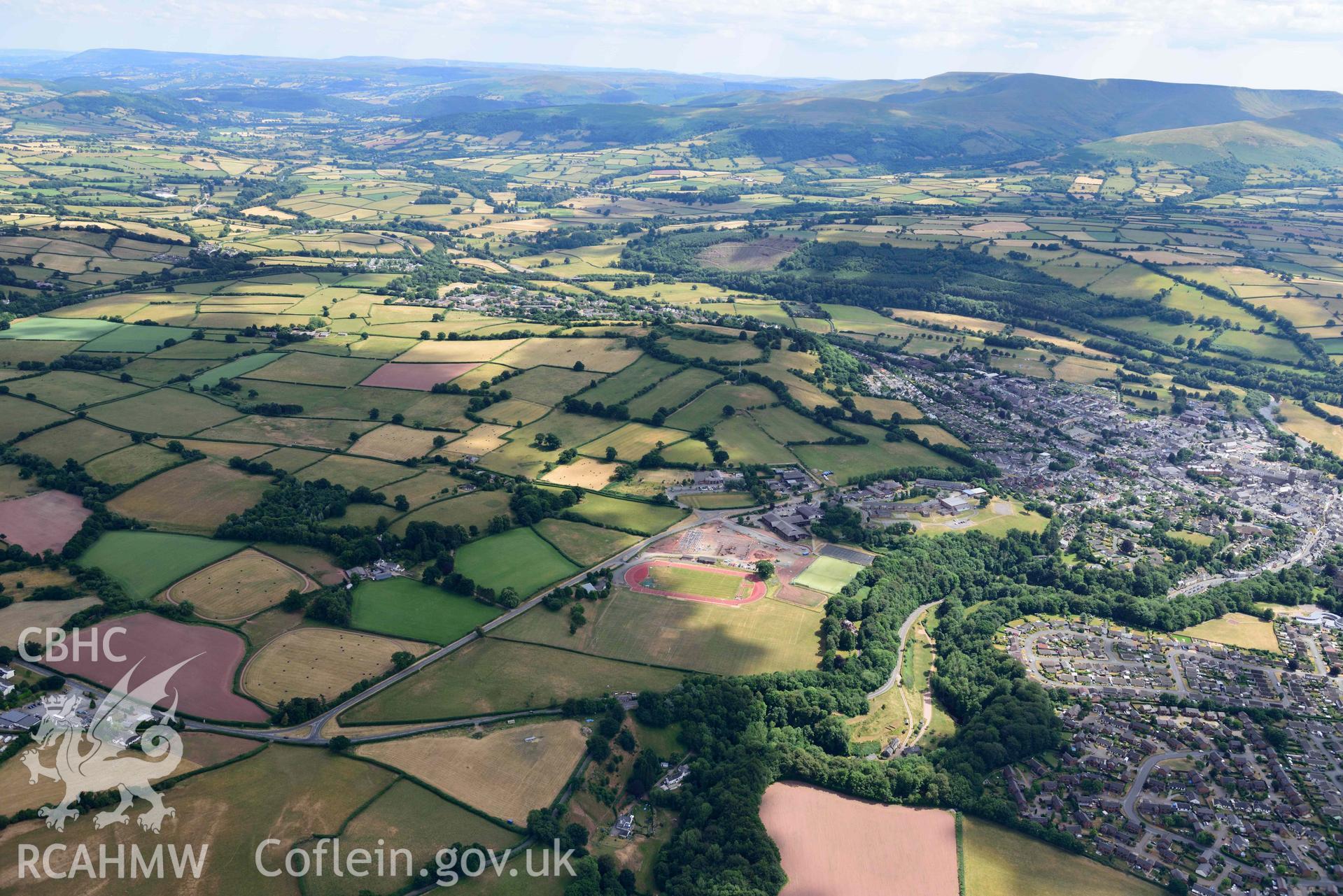 RCAHMW colour oblique aerial photograph of Ysgol y Bannau taken on 9 July 2018 by Toby Driver