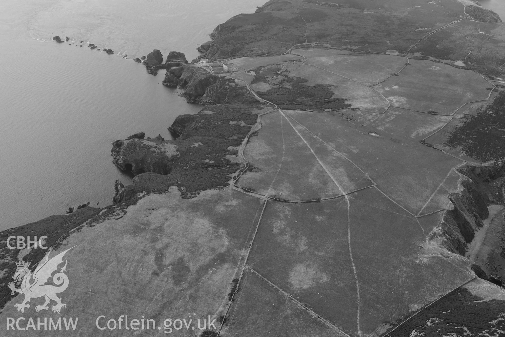 Ramsey Island, with colour bands rebalanced to show cropmarks. © Crown: CHERISH PROJECT 2017. Produced with EU funds through the Ireland Wales Co-operation Programme 2014-2023.