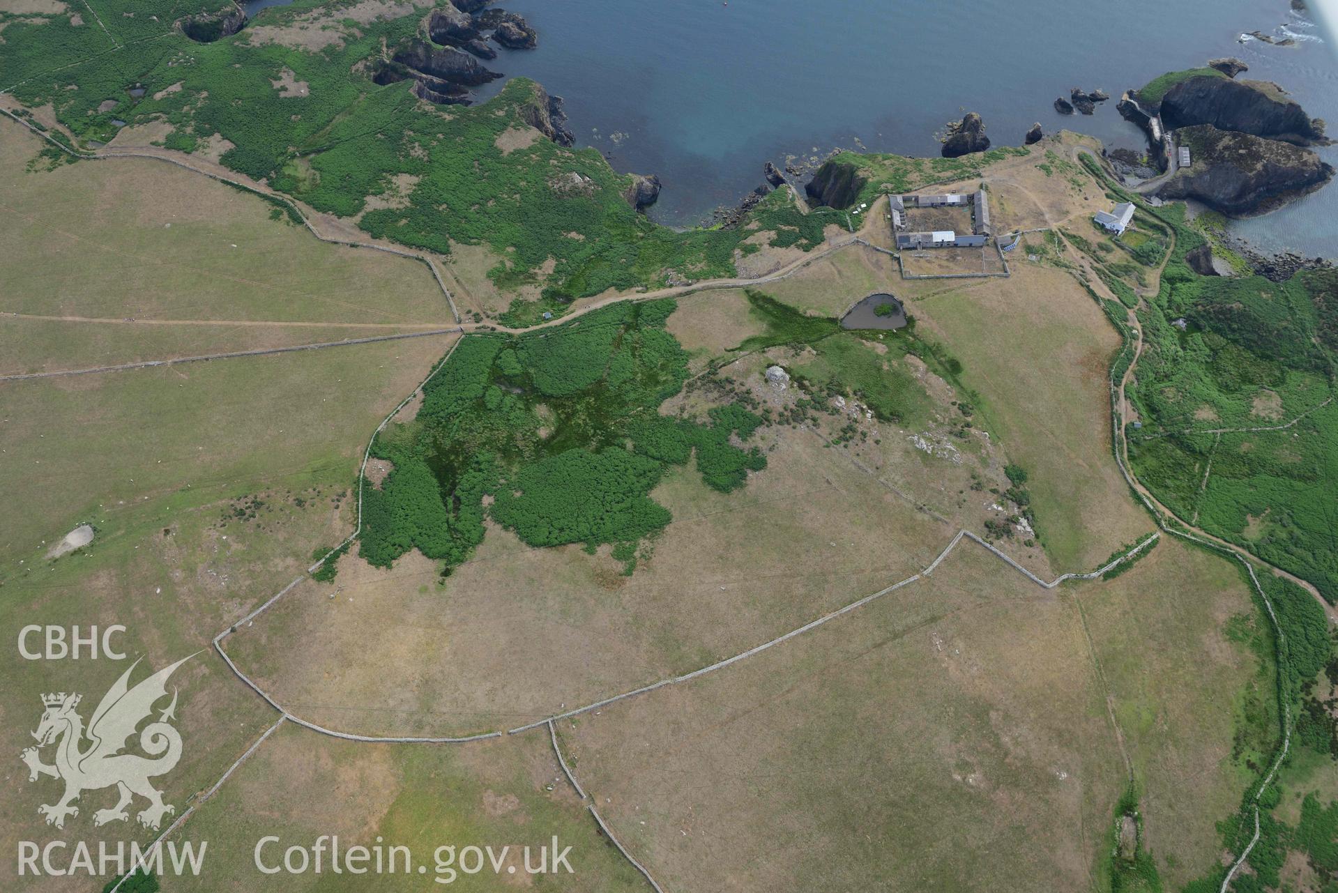 Ramsey Island, farmhouse and parchmarks. © Crown: CHERISH PROJECT 2017. Produced with EU funds through the Ireland Wales Co-operation Programme 2014-2023.