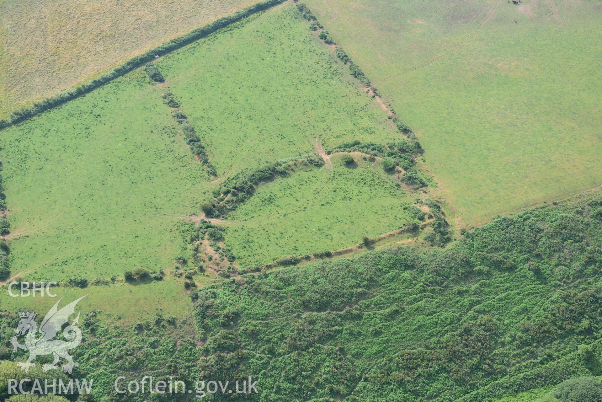 Cuffern Mountain promontory fort from the north-west. © Crown: CHERISH PROJECT 2017. Produced with EU funds through the Ireland Wales Co-operation Programme 2014-2023.