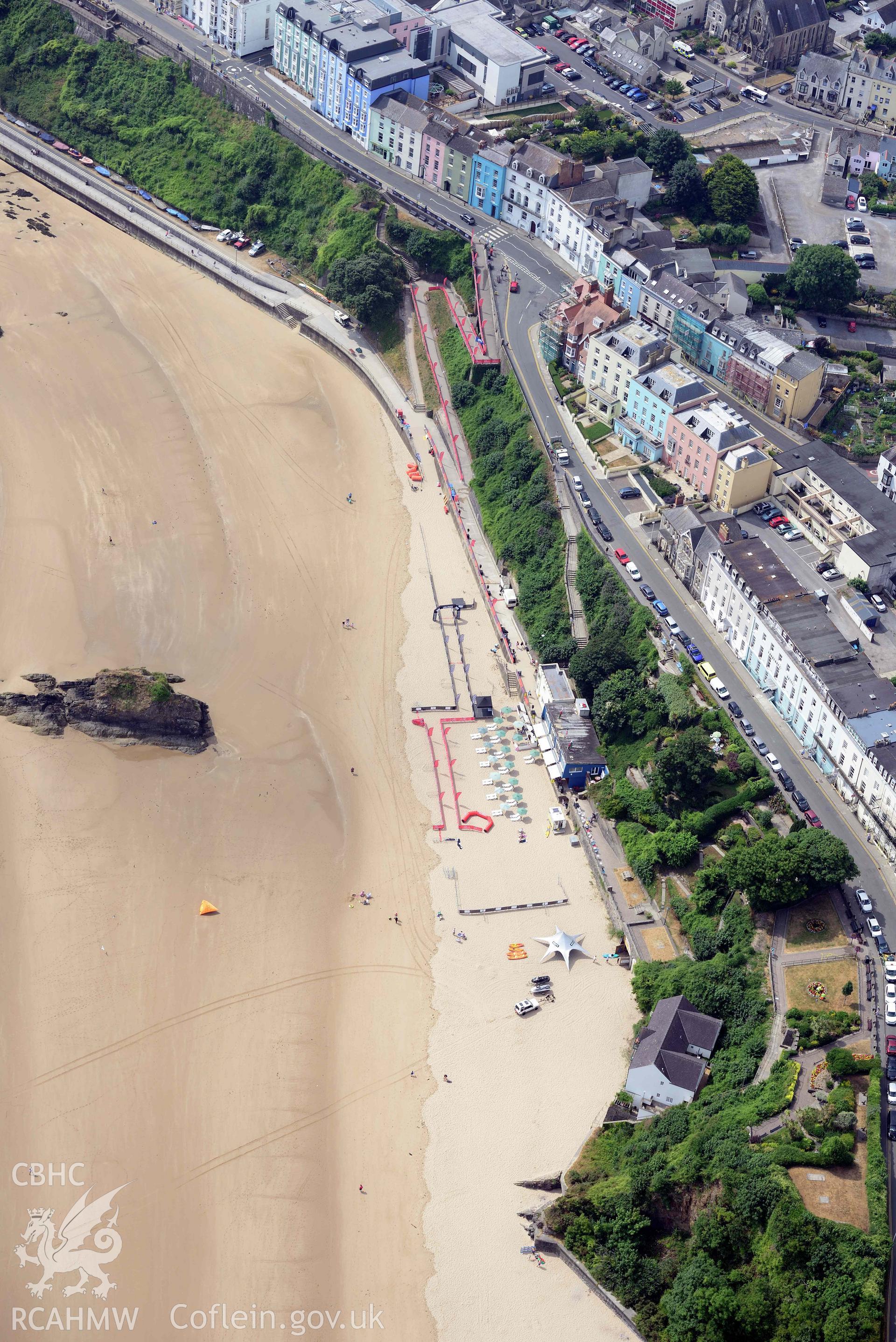 Aerial photography of Tenby town Aerial reconnaissance survey for the CHERISH Project. Crown Copyright: CHERISH PROJECT 2018. Produced with EU funds through the Ireland Wales Co-operation Programme 2014-2020. All material made freely available through the Open Government Licence.