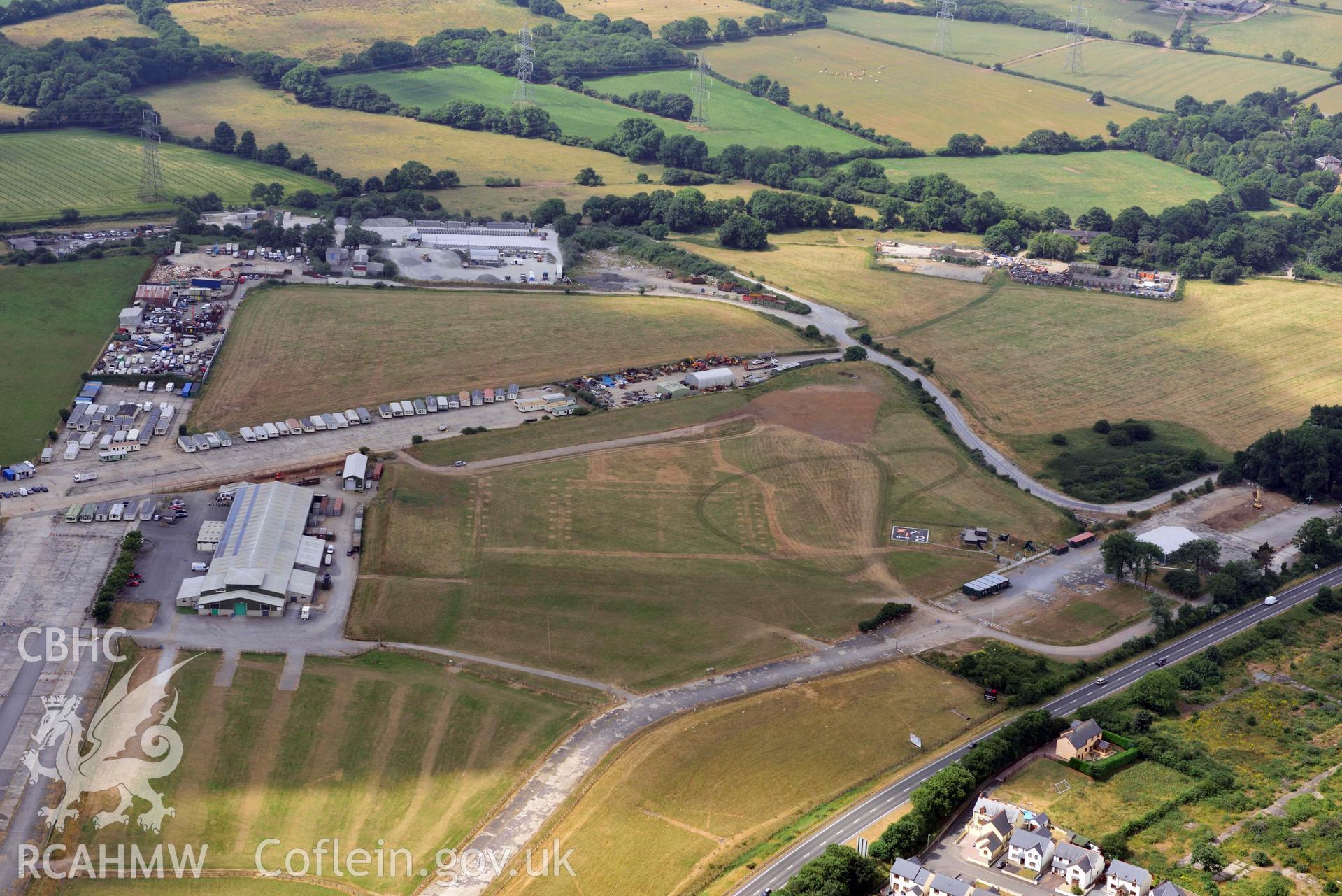 Aerial photography of Carew Cheriton and Milton Airship station Aerial reconnaissance survey for the CHERISH Project. Crown Copyright: CHERISH PROJECT 2018. Produced with EU funds through the Ireland Wales Co-operation Programme 2014-2020. All material made freely available through the Open Government Licence.