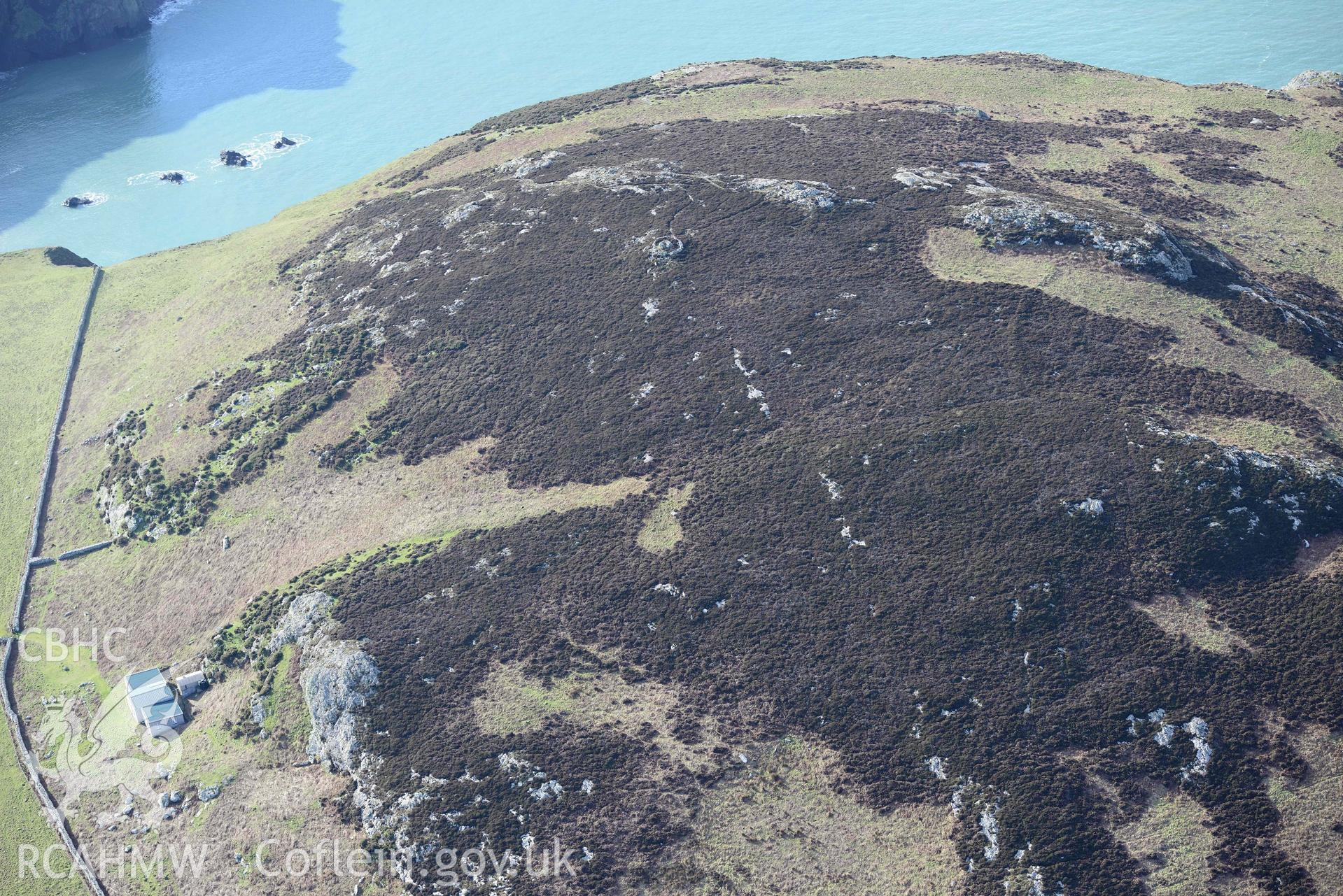 Aerial photo of  Clegyr Boia.  Aerial reconnaissance survey for the CHERISH Project. Crown Copyright: CHERISH PROJECT 2018. Produced with EU funds through the Ireland Wales Co-operation Programme 2014-2020. All material made freely available through the Open Government Licence.