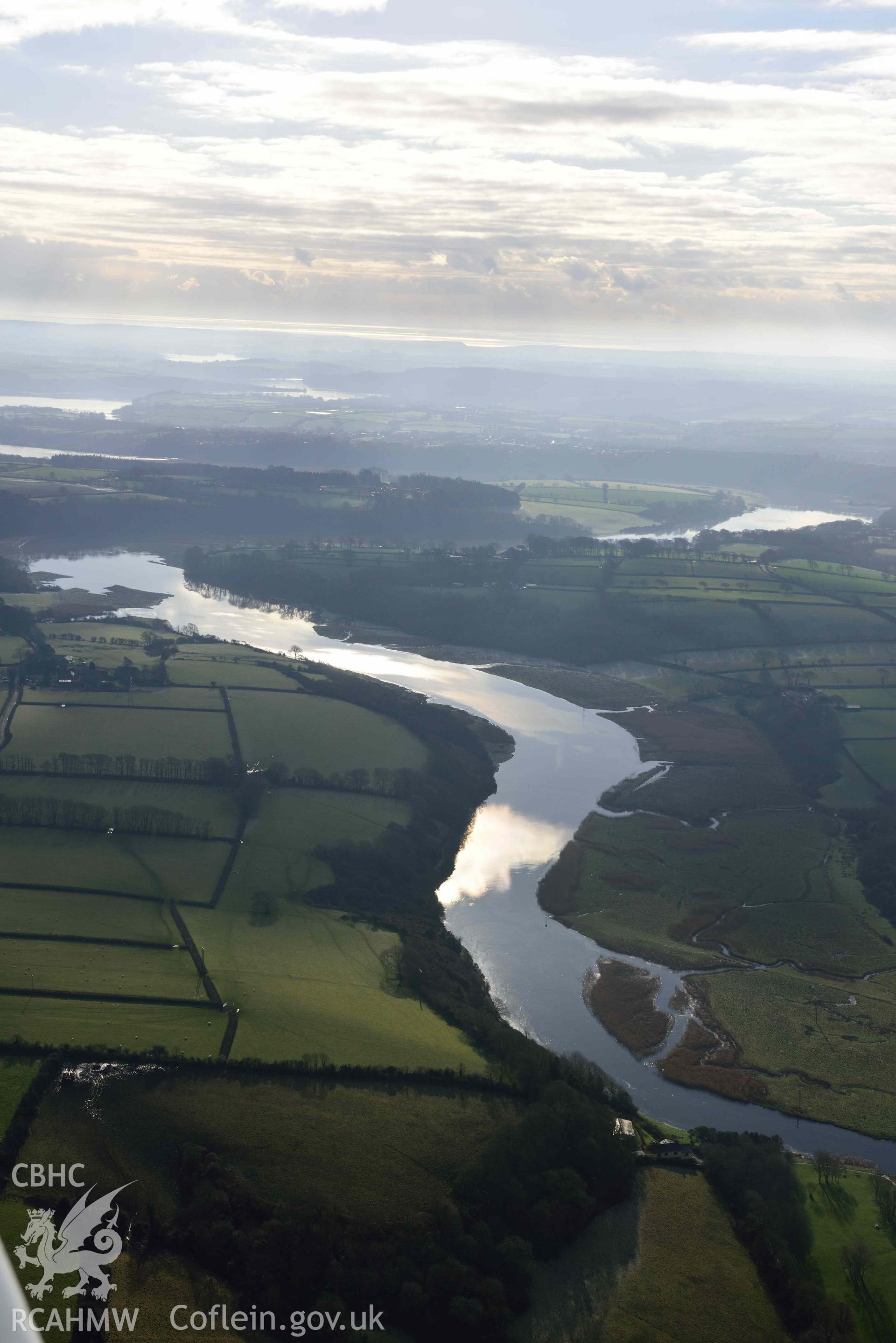 Aerial photo of Higgons well.  Aerial reconnaissance survey for the CHERISH Project. Crown Copyright: CHERISH PROJECT 2018. Produced with EU funds through the Ireland Wales Co-operation Programme 2014-2020. All material made freely available through the Open Government Licence.