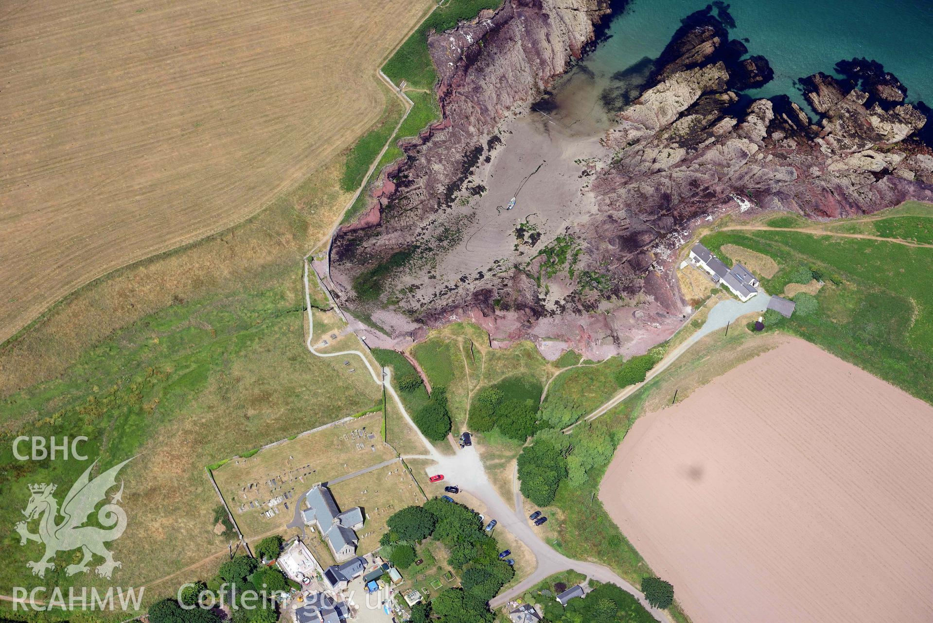 Aerial photography of St Brides Haven Aerial reconnaissance survey for the CHERISH Project. Crown Copyright: CHERISH PROJECT 2018. Produced with EU funds through the Ireland Wales Co-operation Programme 2014-2020. All material made freely available through the Open Government Licence.