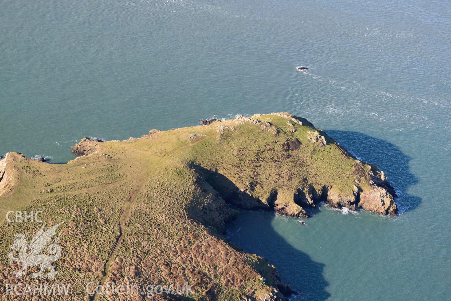 Aerial photo of  Wooltack Point.  Aerial reconnaissance survey for the CHERISH Project. Crown Copyright: CHERISH PROJECT 2018. Produced with EU funds through the Ireland Wales Co-operation Programme 2014-2020. All material made freely available through the Open Government Licence.