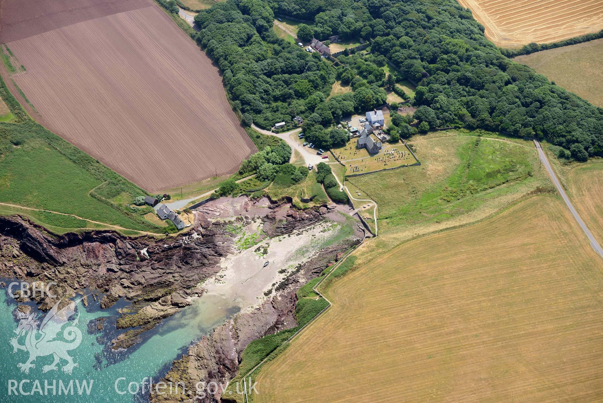 Aerial photography of St Brides Haven Aerial reconnaissance survey for the CHERISH Project. Crown Copyright: CHERISH PROJECT 2018. Produced with EU funds through the Ireland Wales Co-operation Programme 2014-2020. All material made freely available through the Open Government Licence.