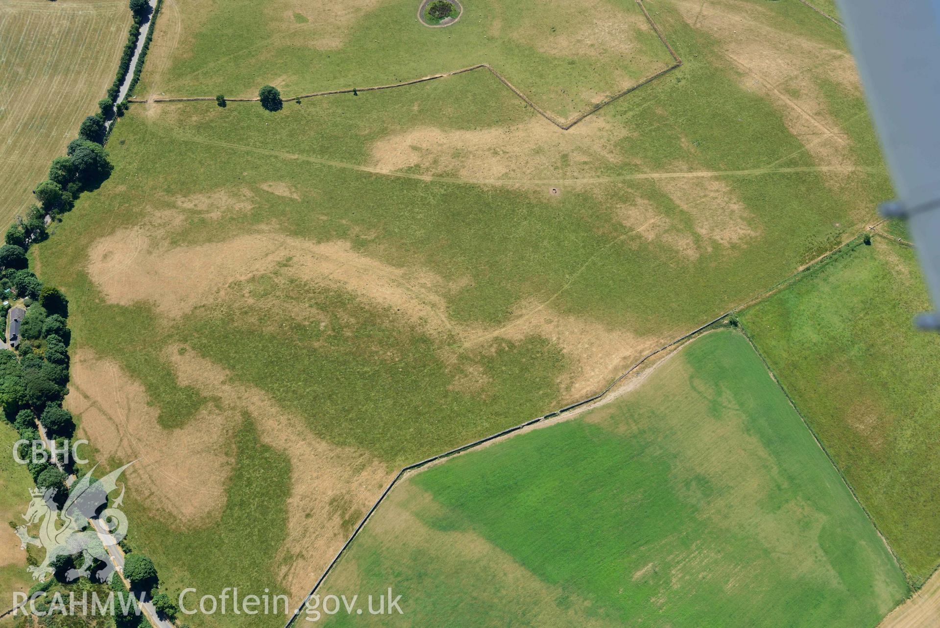 Aerial photograph: Cropmarks near Ceirchfryn. Crown: CHERISH PROJECT 2018. Produced with EU funds through the Ireland Wales Co-operation Programme 2014-2020 (NGR SH279305)