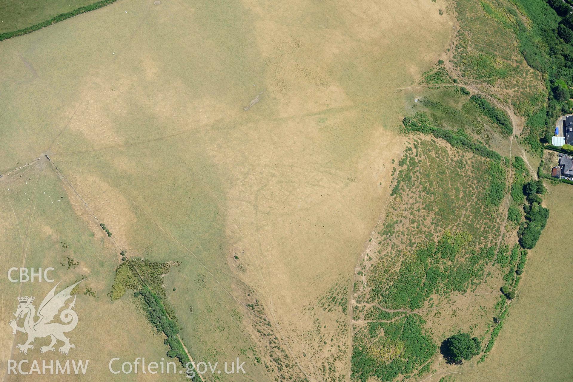 Aerial photograph: Llangian: Chapel, village and sundry cropmarks. Crown: CHERISH PROJECT 2018. Produced with EU funds through the Ireland Wales Co-operation Programme 2014-2020 (NGR SH295288)